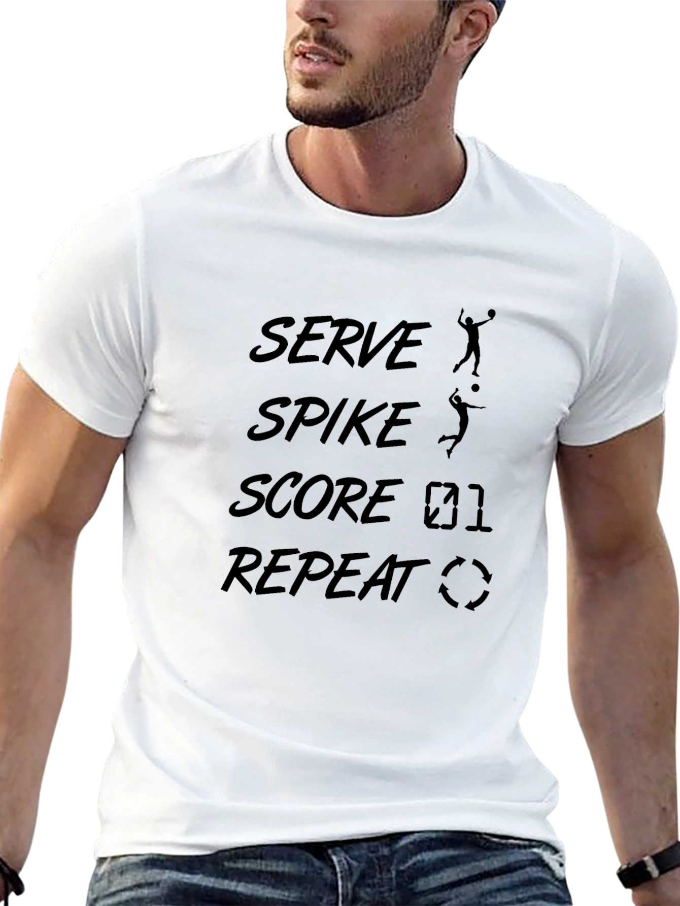 Serve Spike Score Repeat Volleyball T-Shirt