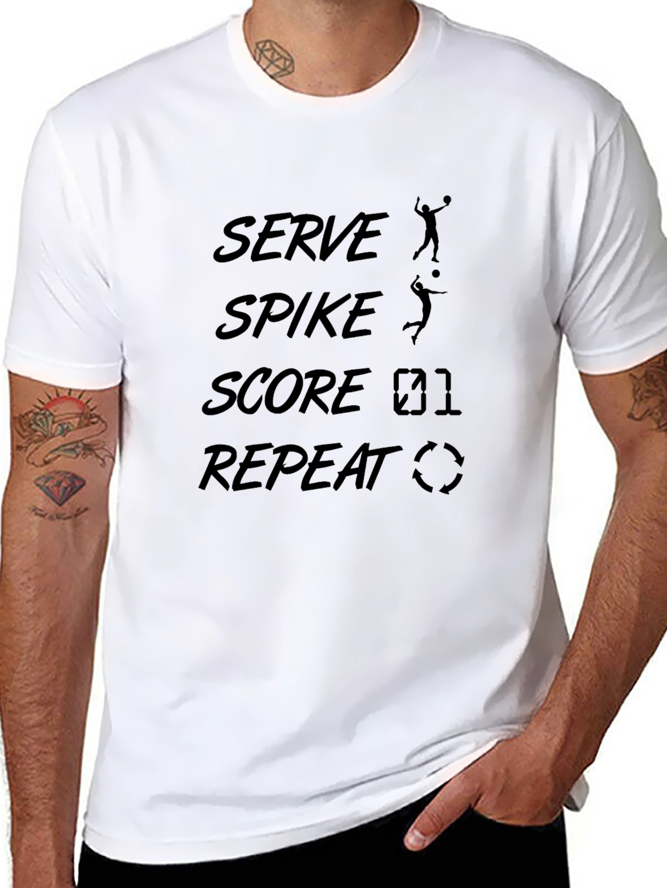 Serve Spike Score Repeat Volleyball T-Shirt