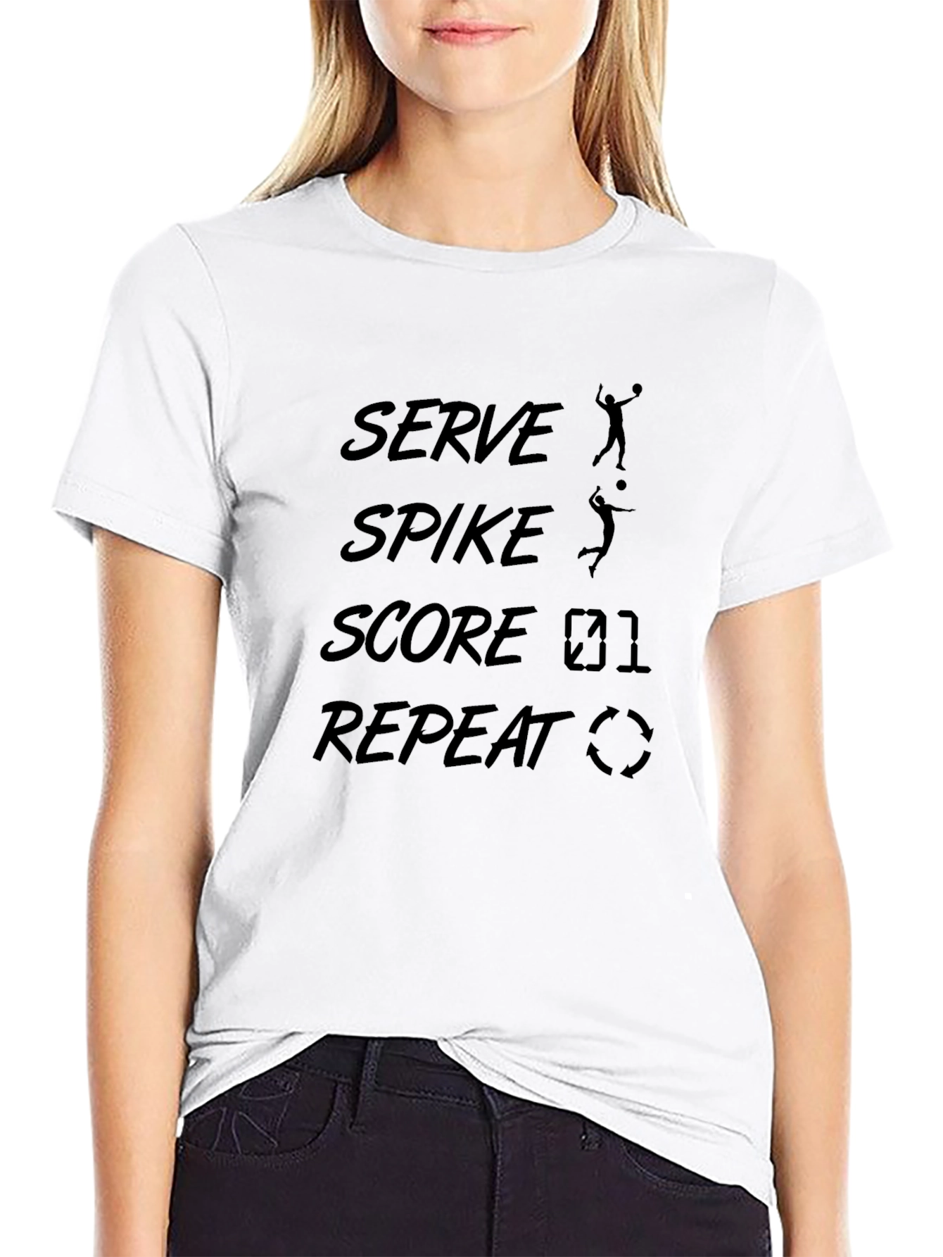 Serve Spike Score Repeat Volleyball T-Shirt