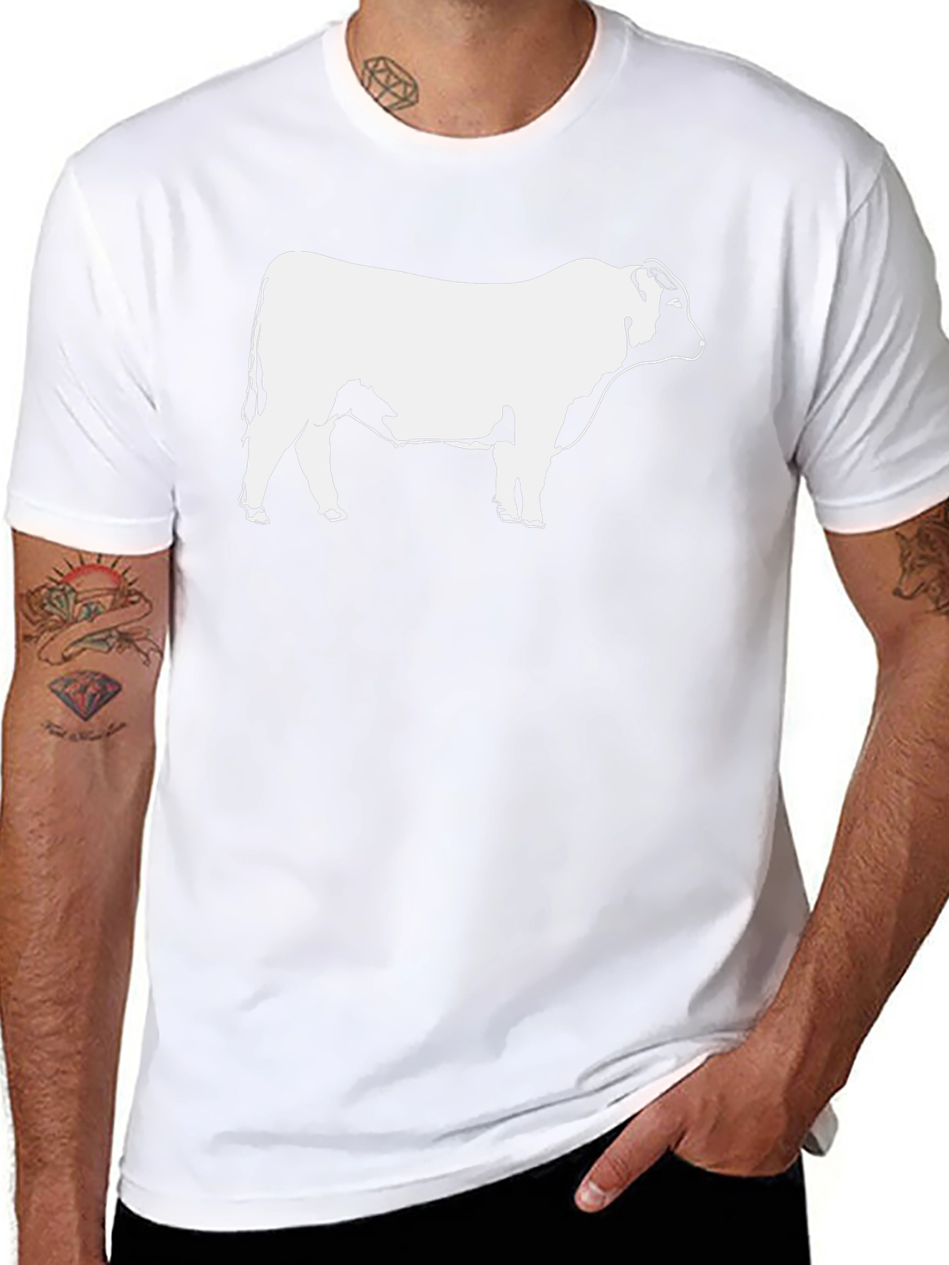 Bull Graphic T-Shirt - Black Short Sleeve Casual