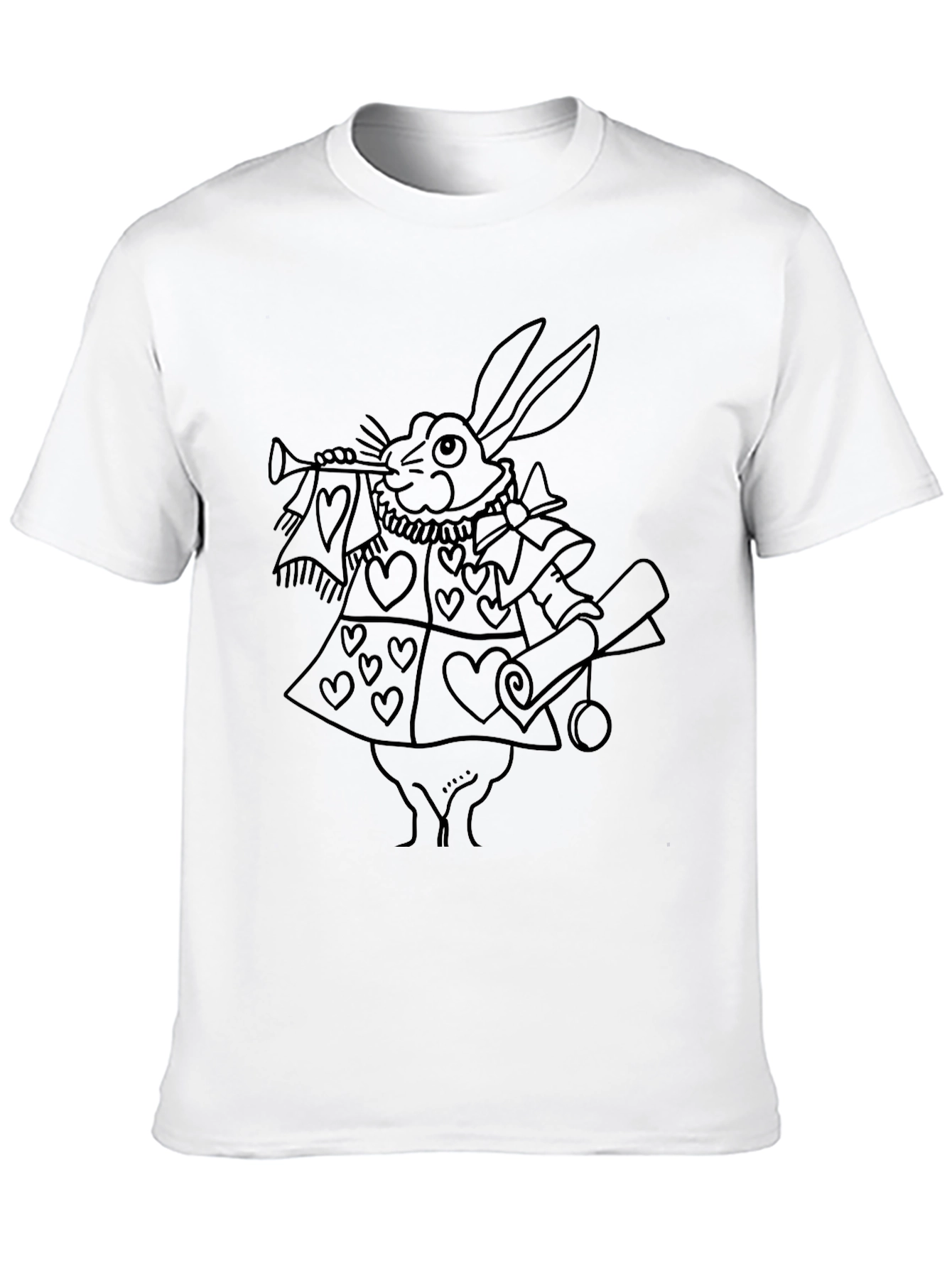 Whimsical Rabbit Graphic Tee - Black
