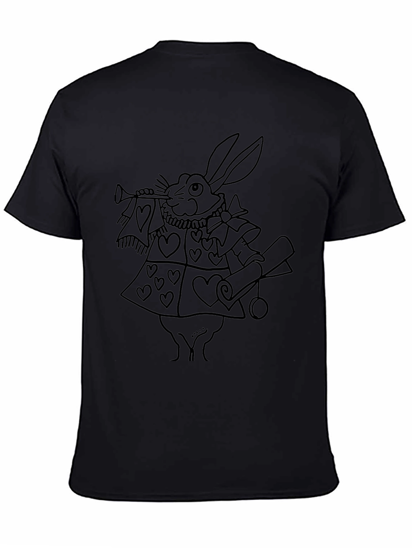 Whimsical Rabbit Graphic Tee - Black