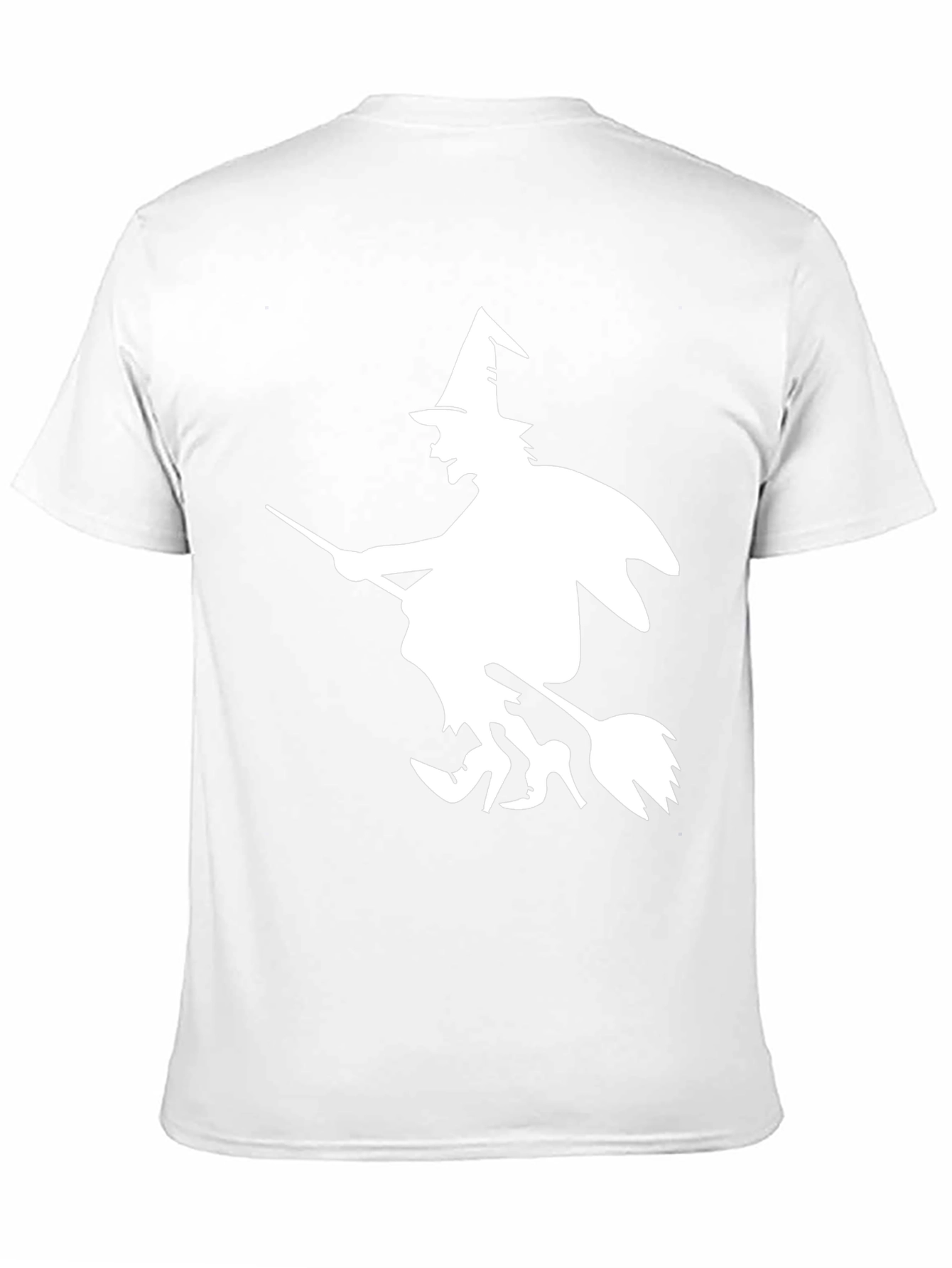 Halloween Witch Graphic Tee - Black Cotton T-Shirt