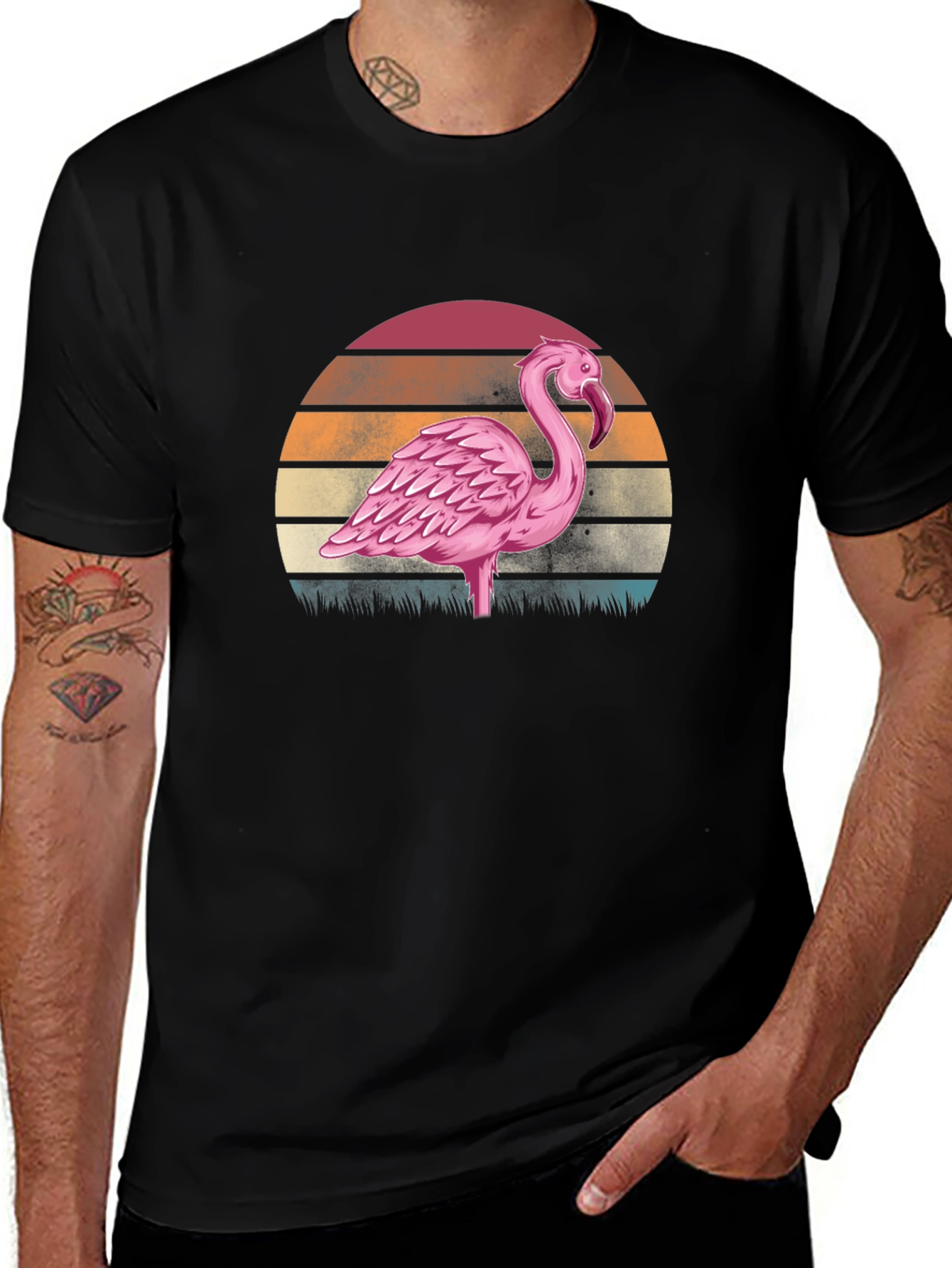 Retro Flamingo Sunset Graphic Tee