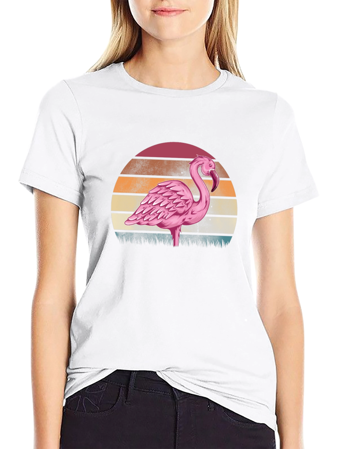 Retro Flamingo Sunset Graphic Tee