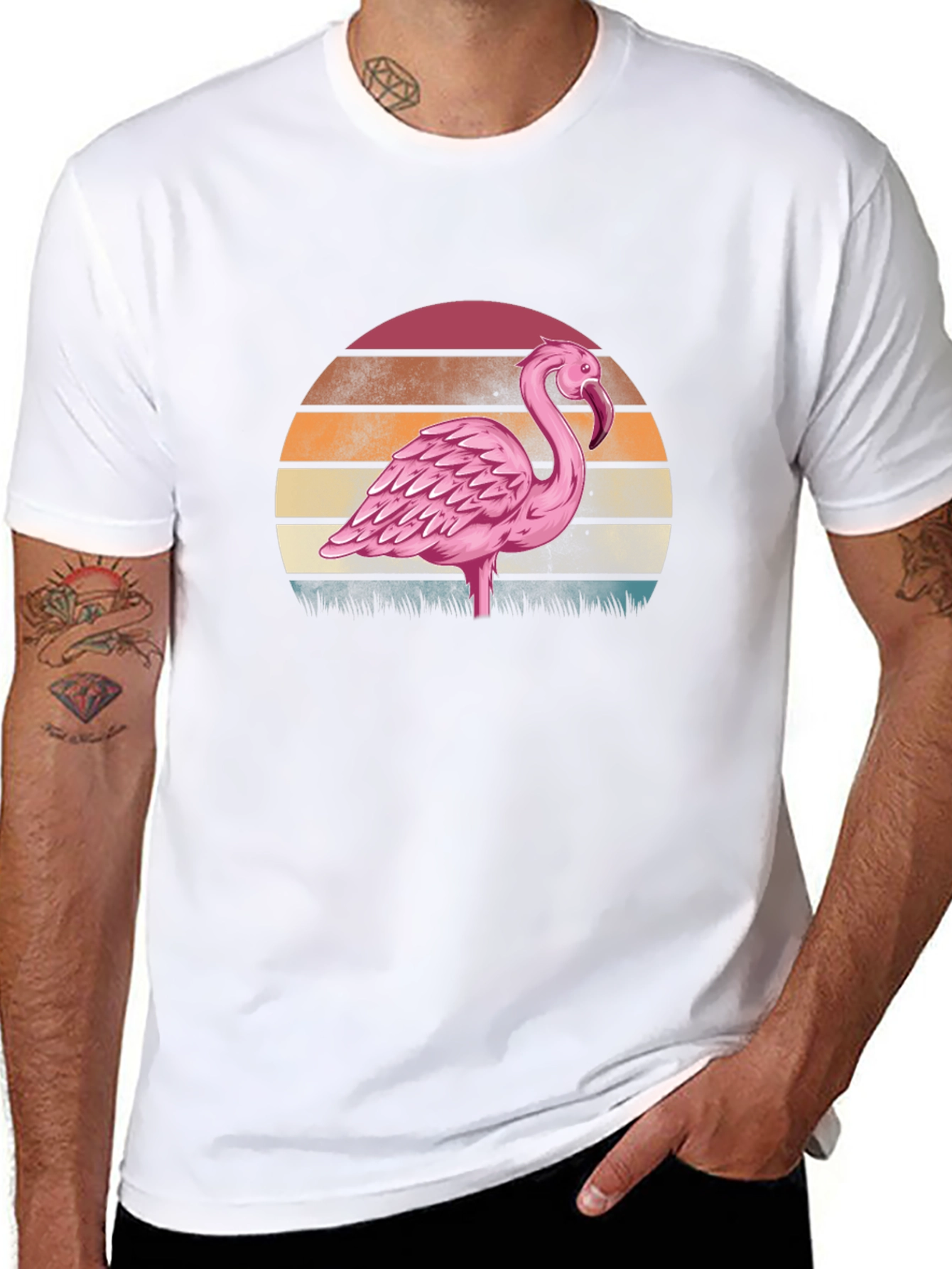 Retro Flamingo Sunset Graphic Tee