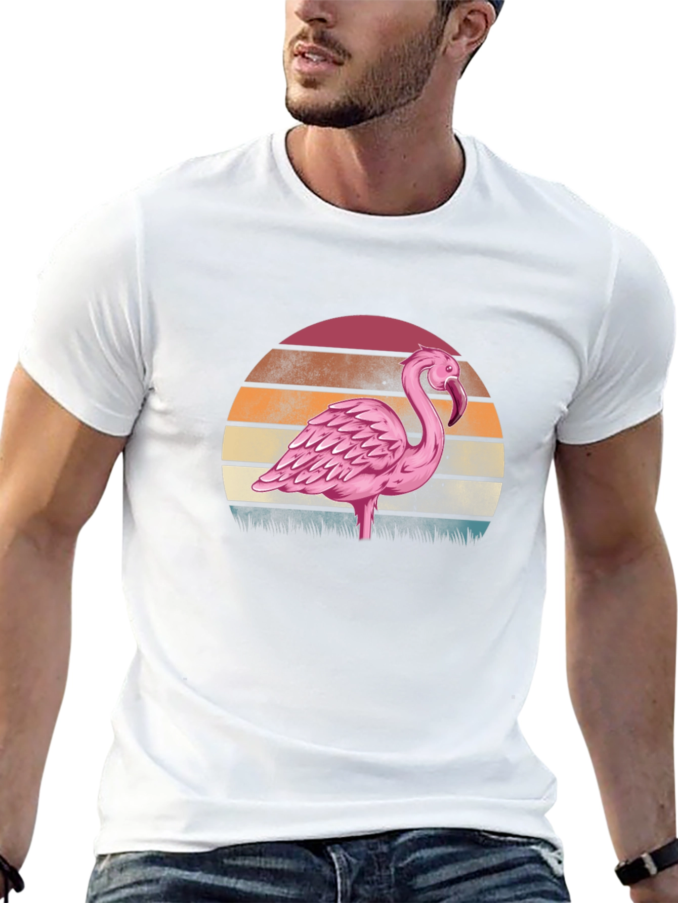 Retro Flamingo Sunset Graphic Tee