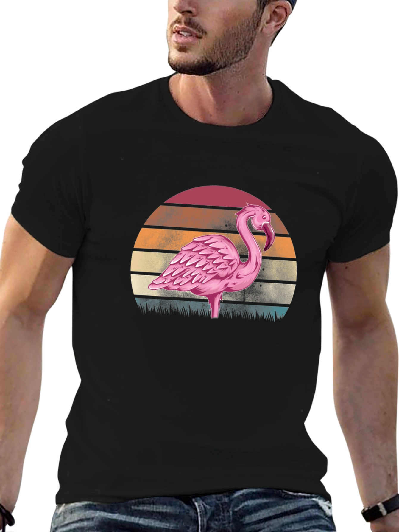 Retro Flamingo Sunset Graphic Tee