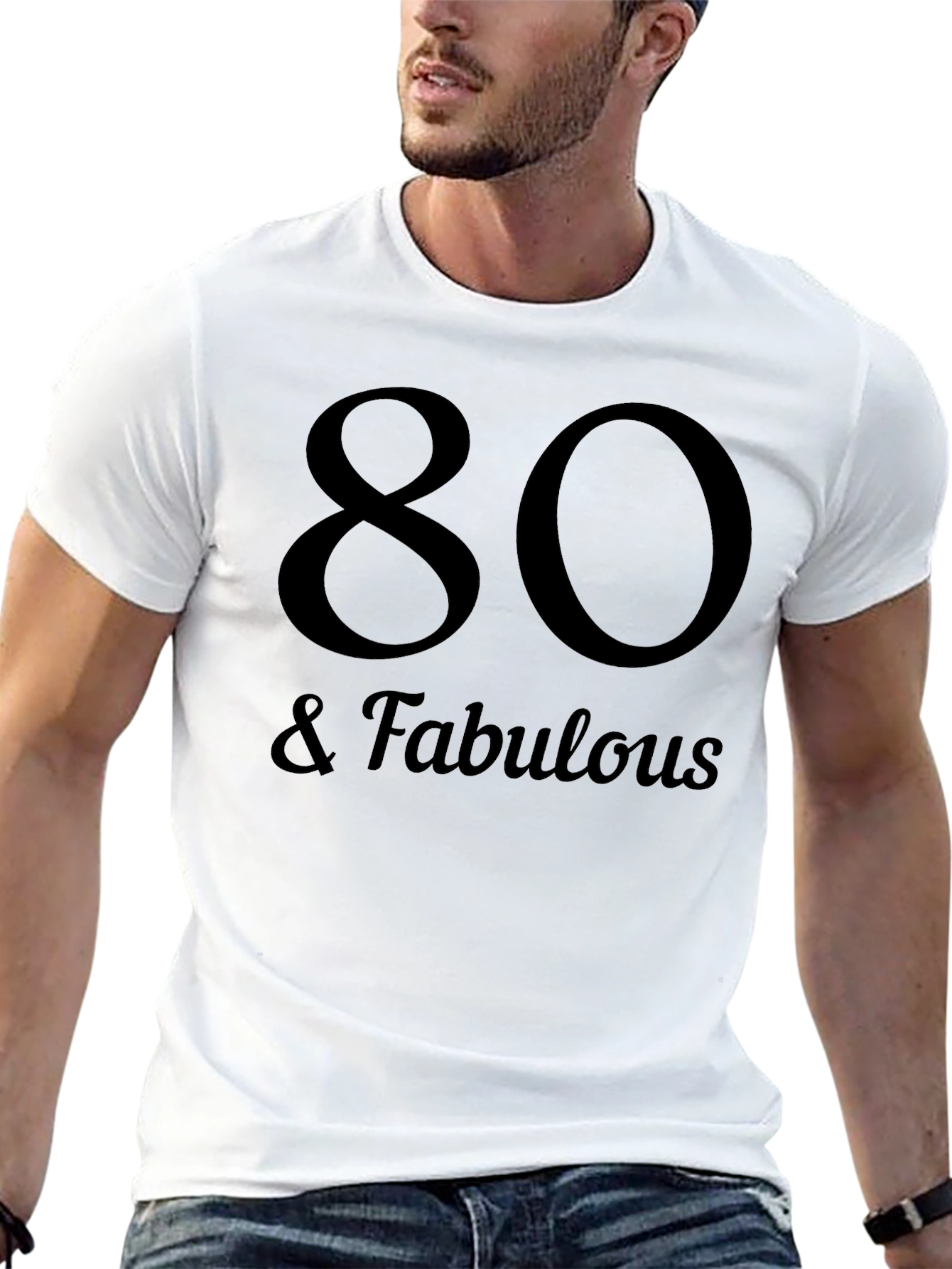 80 & Fabulous Black Graphic T-Shirt