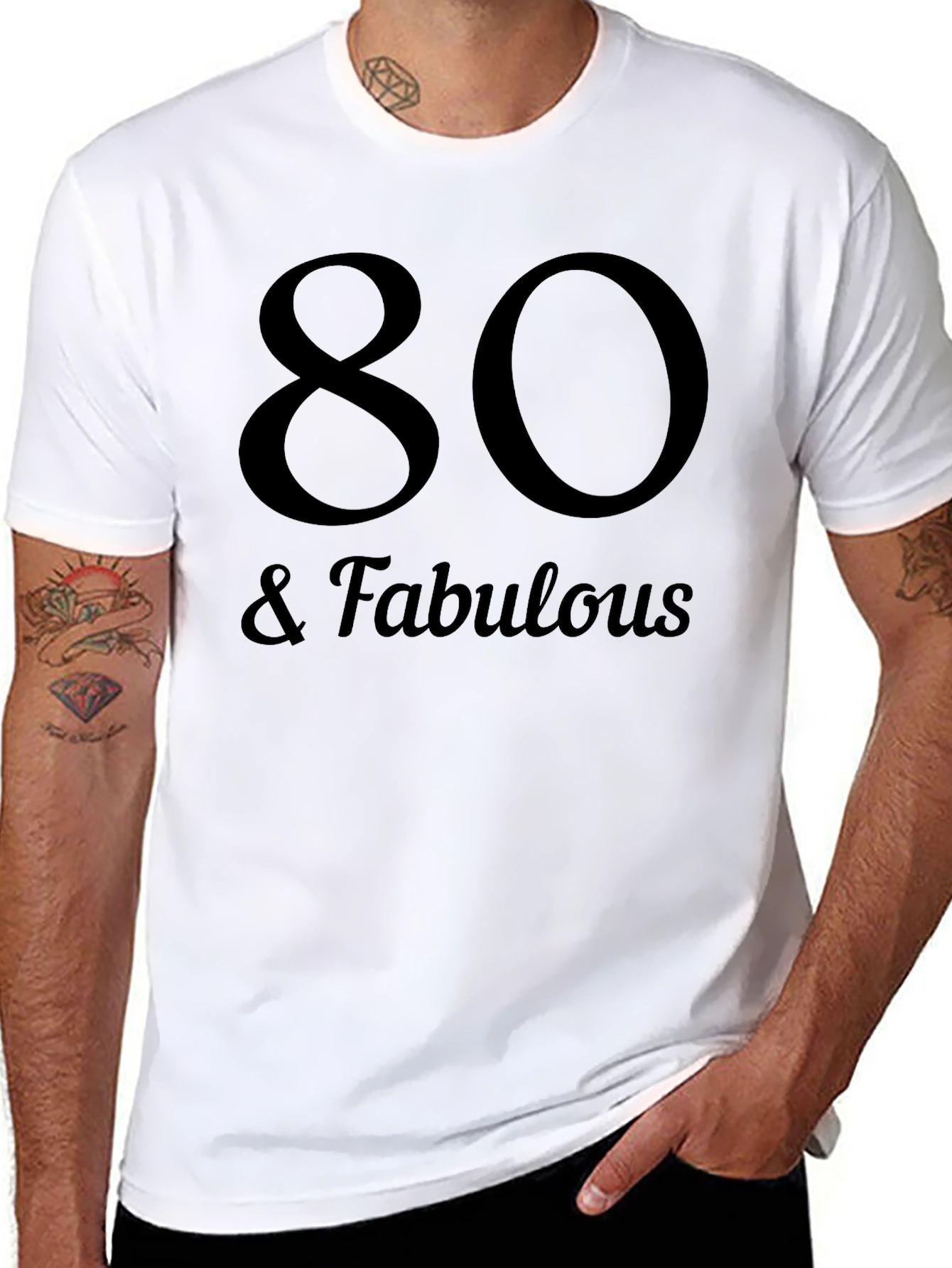 80 & Fabulous Black Graphic T-Shirt