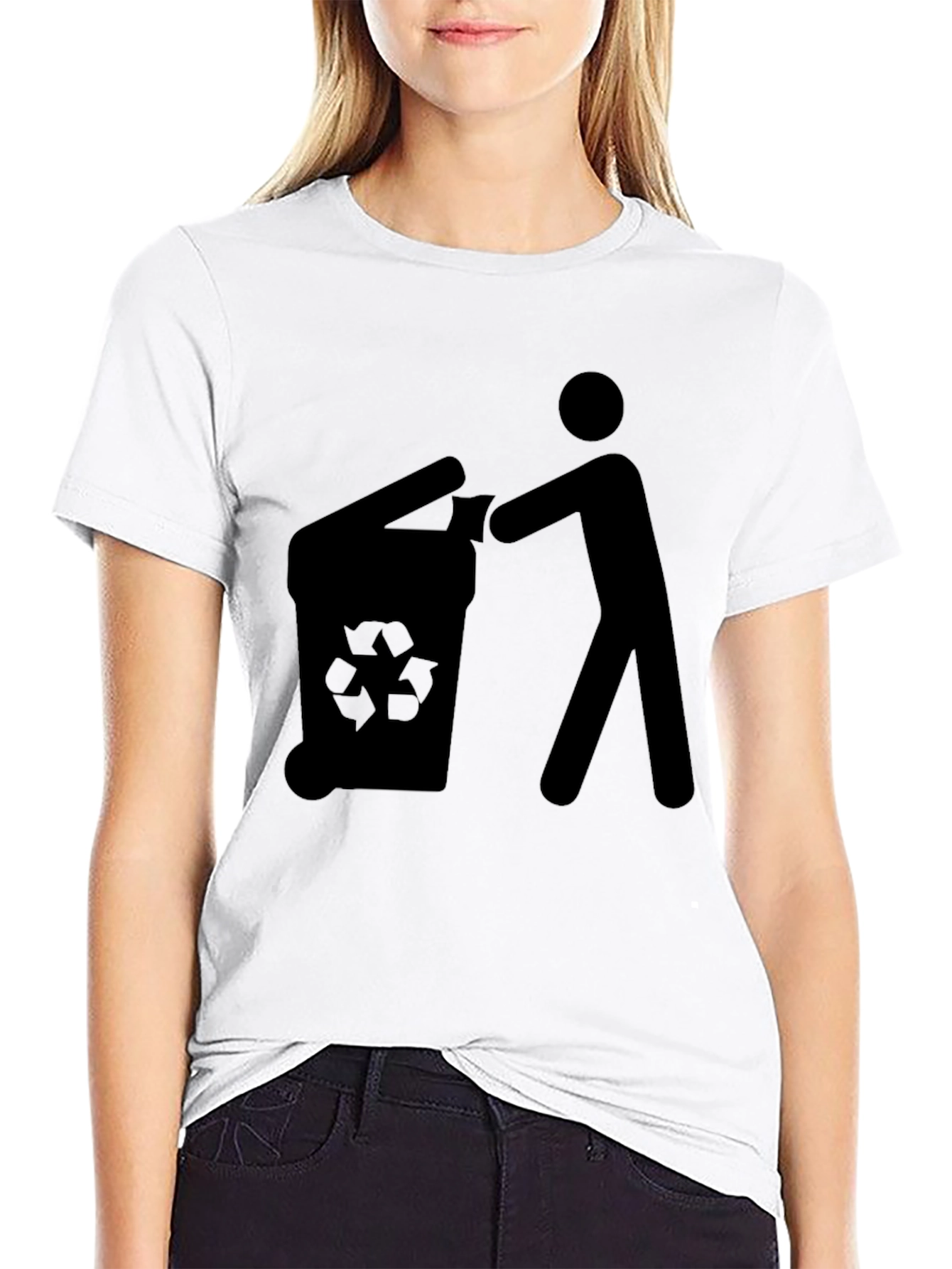 Recycle Thrower T-Shirt Black Cotton Crew Neck Casual Wear