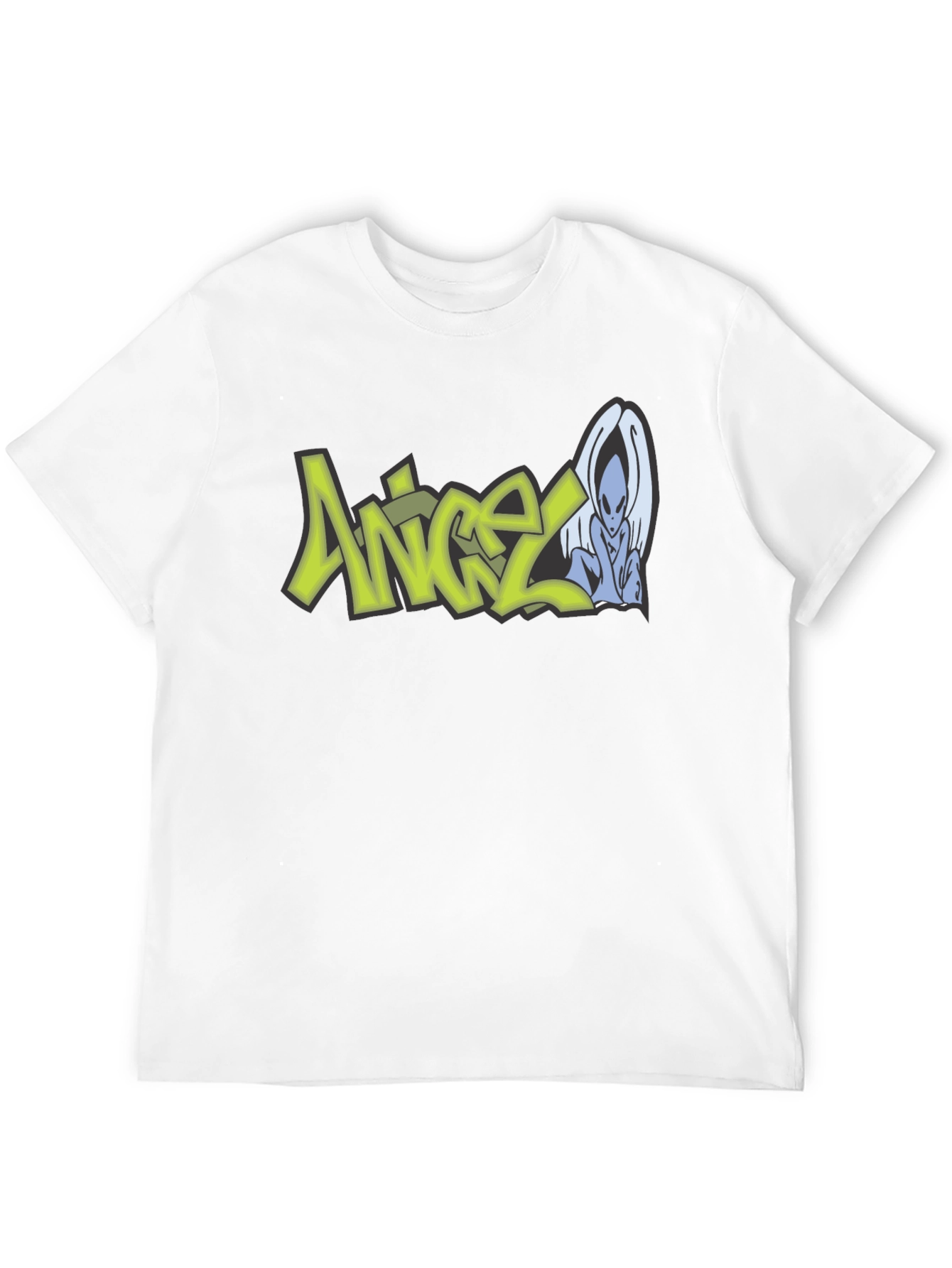 Angel Alien Graphic Print Black T-Shirt