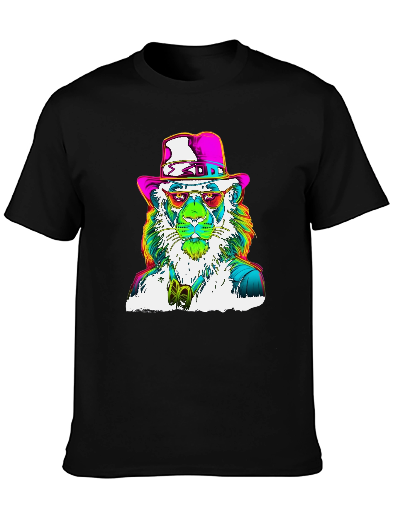 Funky Lion Graphic Tee - Mens Black T-Shirt