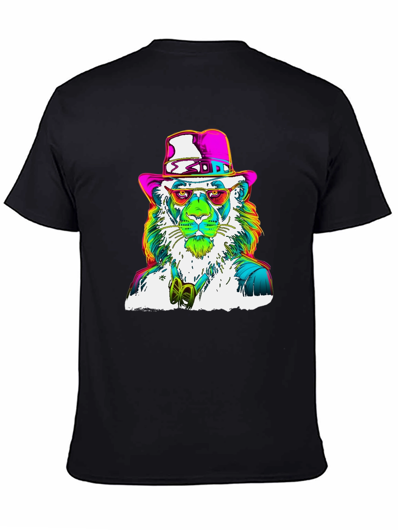 Funky Lion Graphic Tee - Mens Black T-Shirt