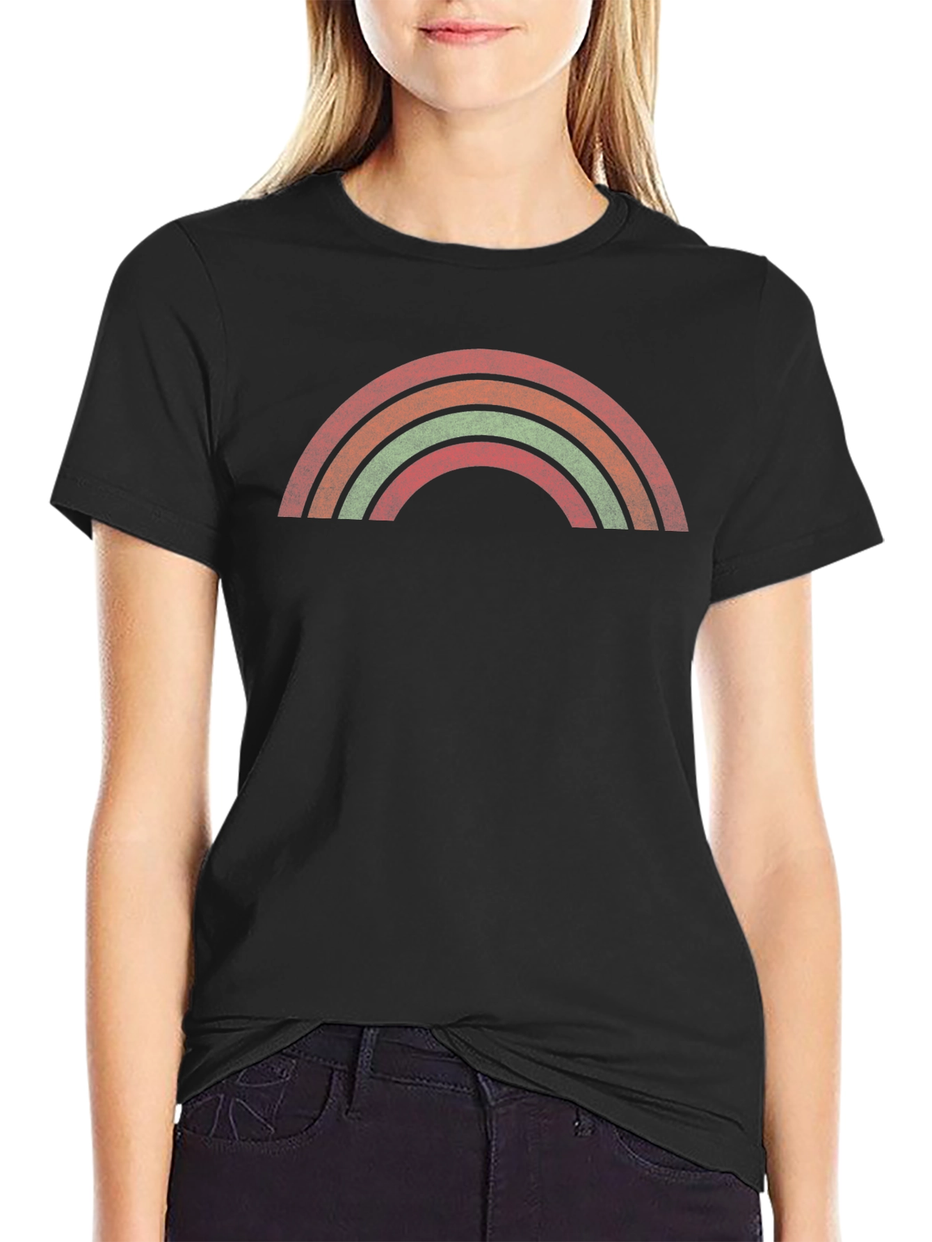 Retro Rainbow Graphic Tee - Unisex Black T-Shirt