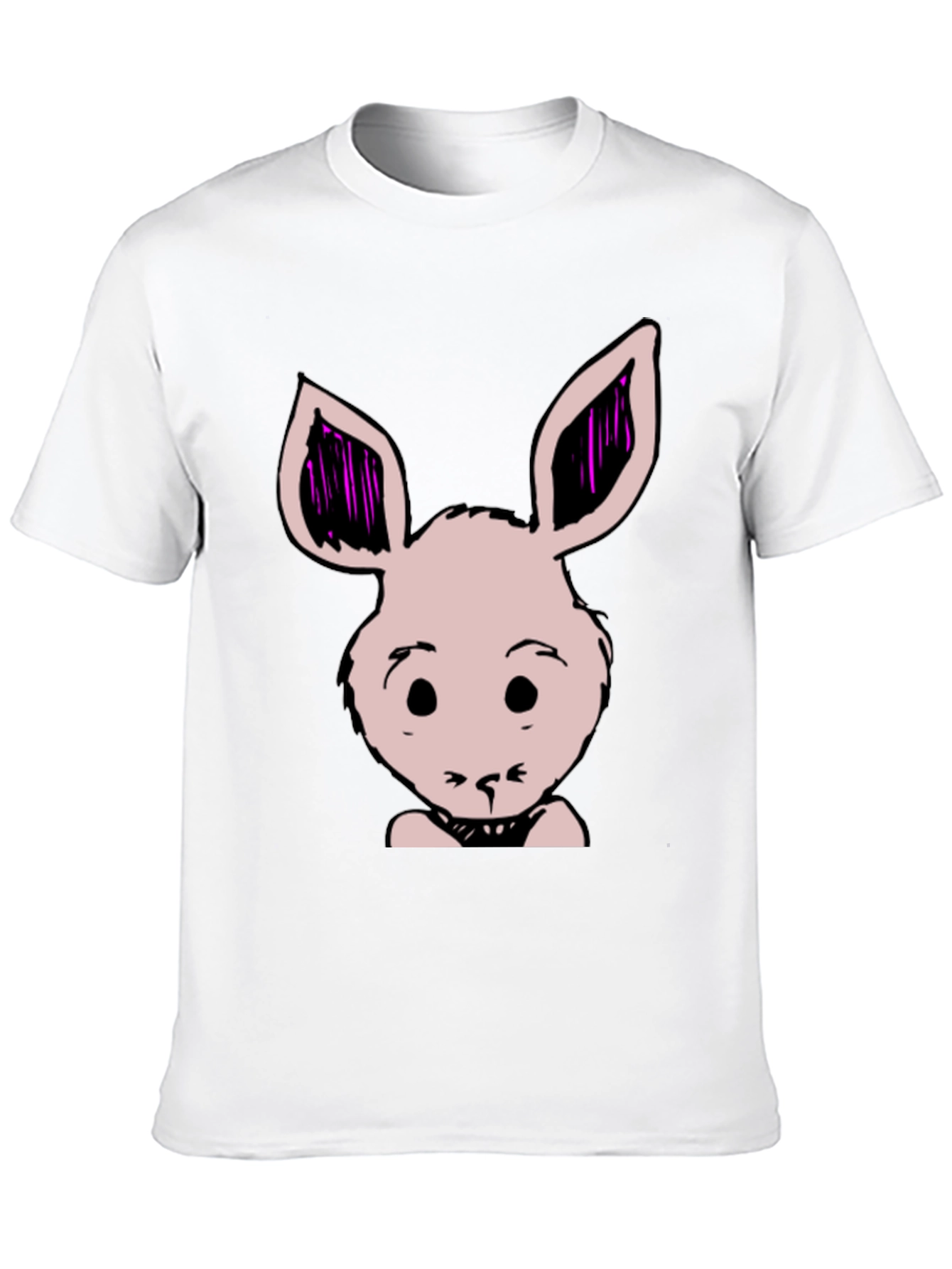 Bunny Graphic Tee - Black Cotton Blend Casual T-Shirt