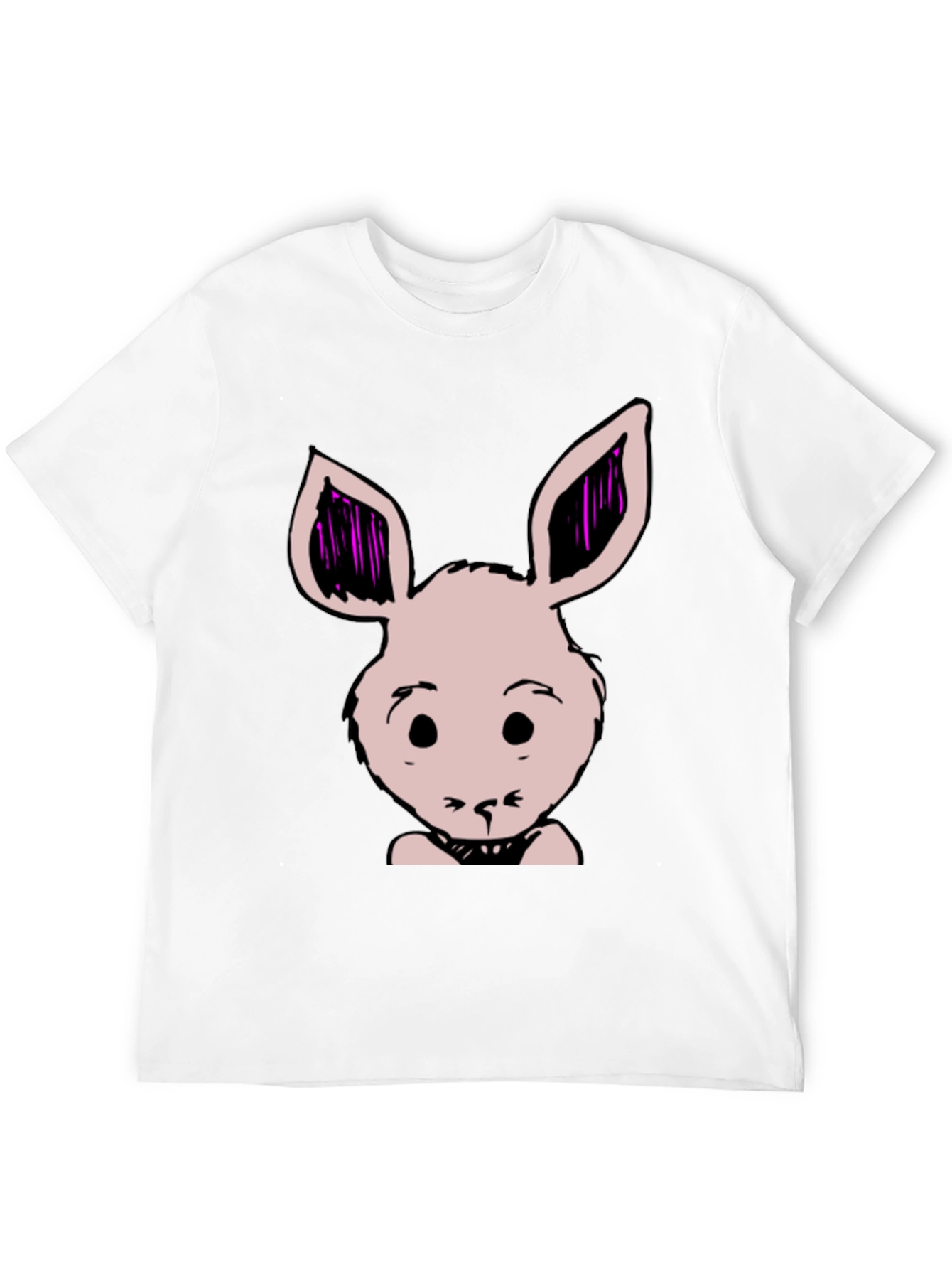 Bunny Graphic Tee - Black Cotton Blend Casual T-Shirt