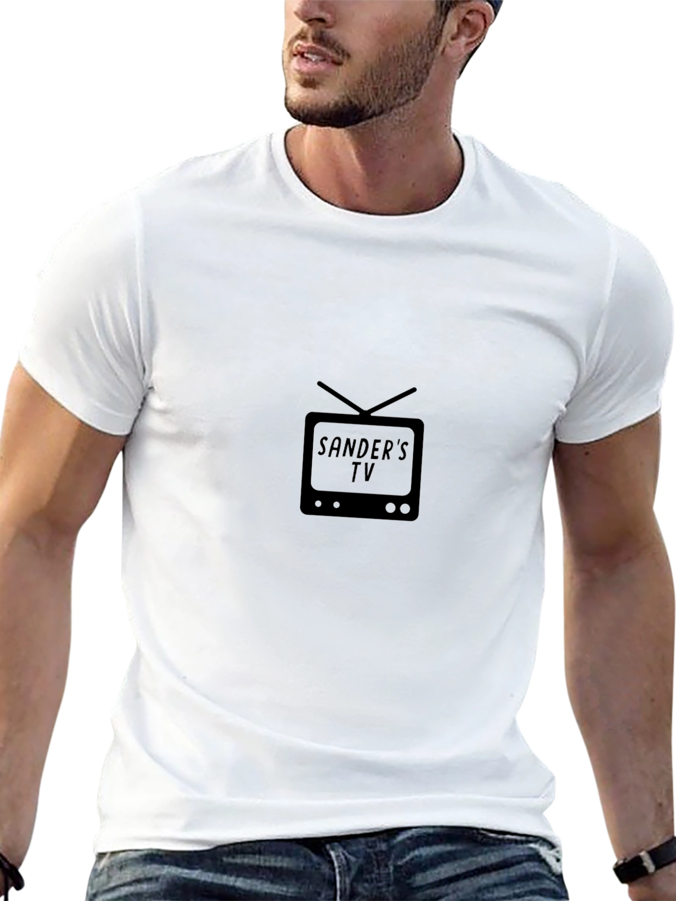 Sanders TV Black T-Shirt - Classic Television Design