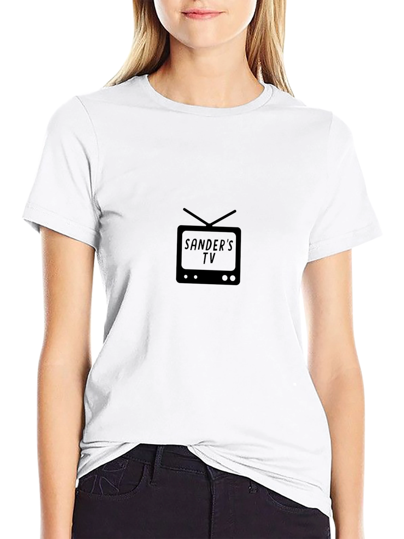 Sanders TV Black T-Shirt - Classic Television Design