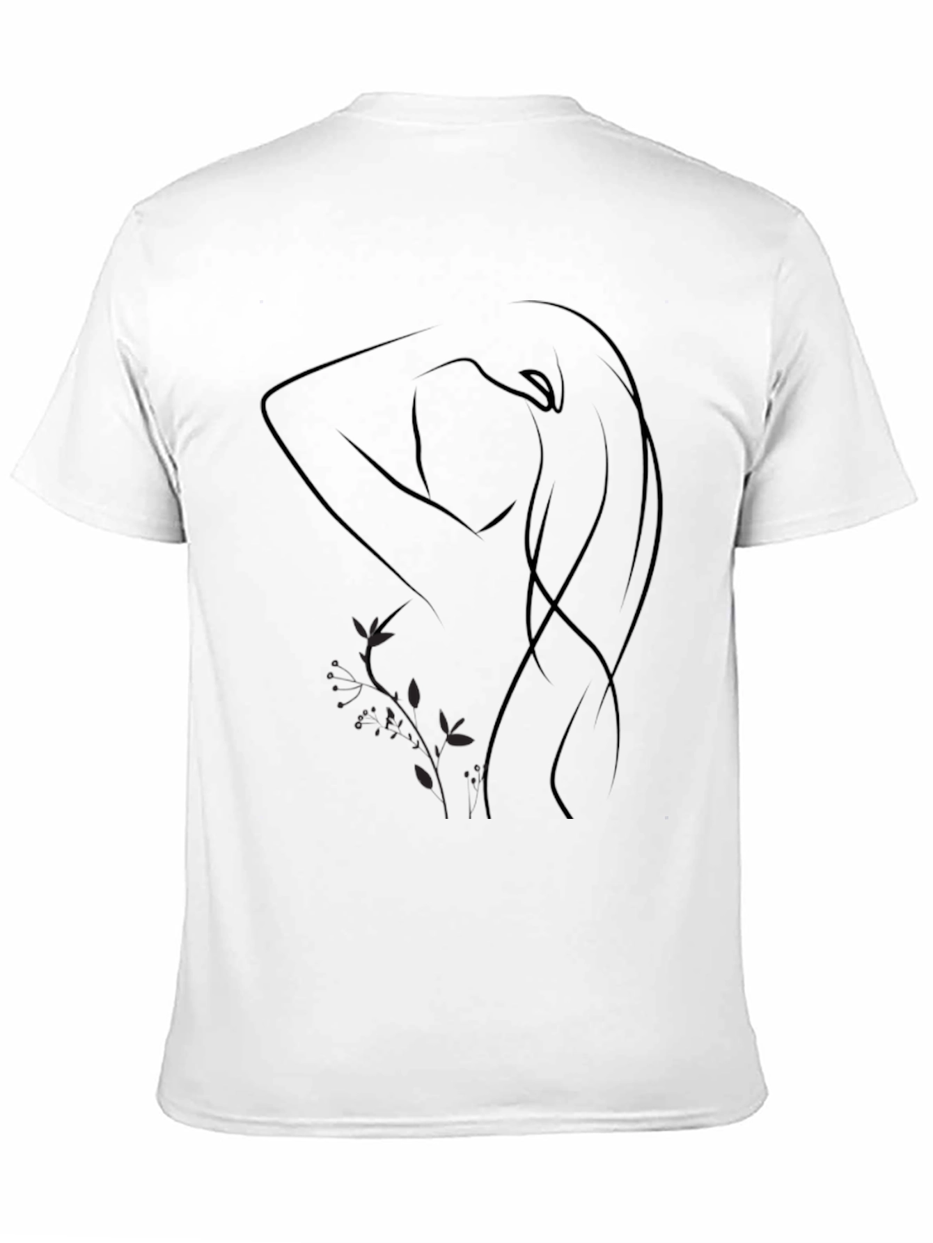 Minimalist Woman Line Art Black T-Shirt