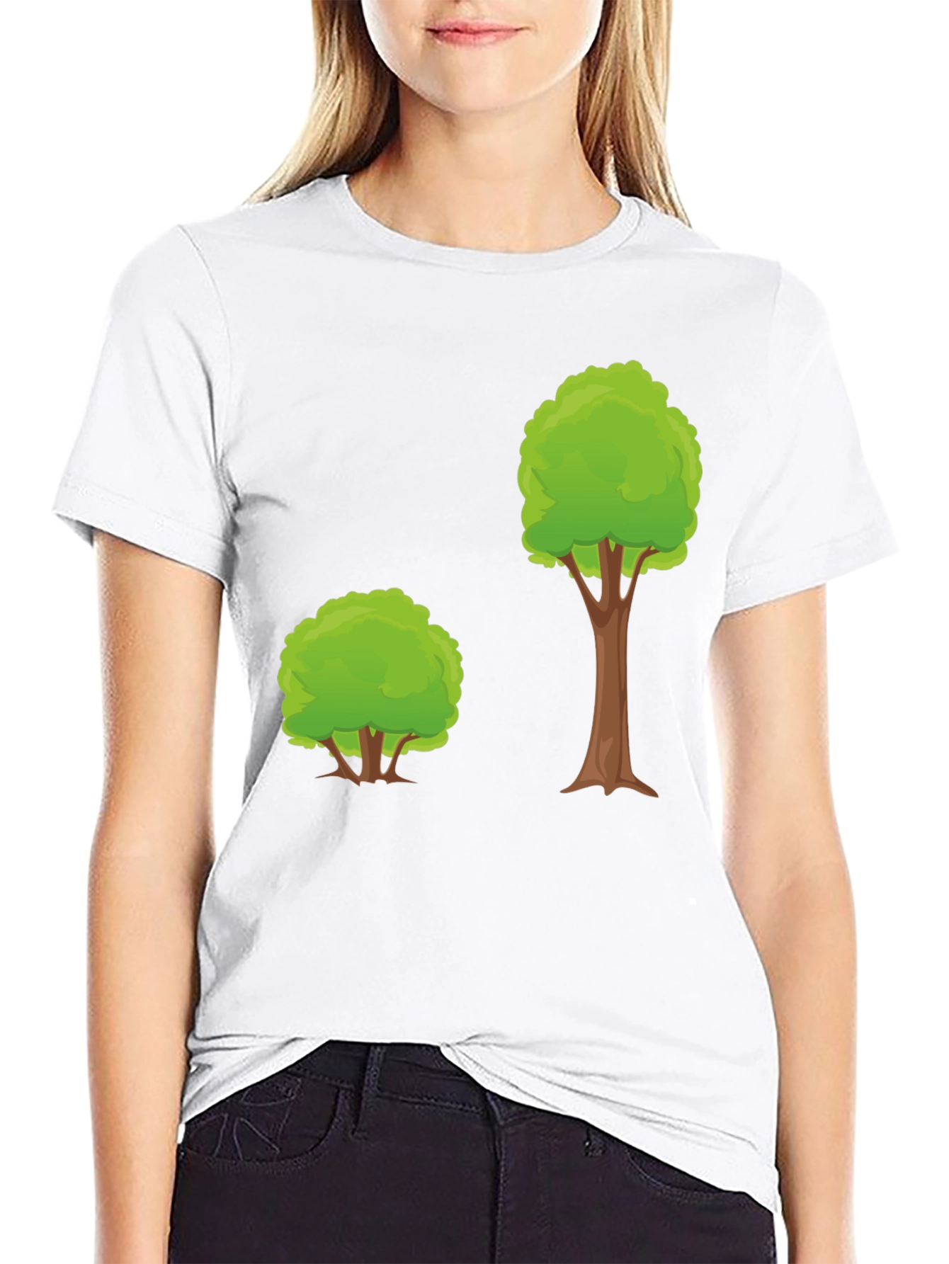 Cartoon Tree Graphic Tee - Black