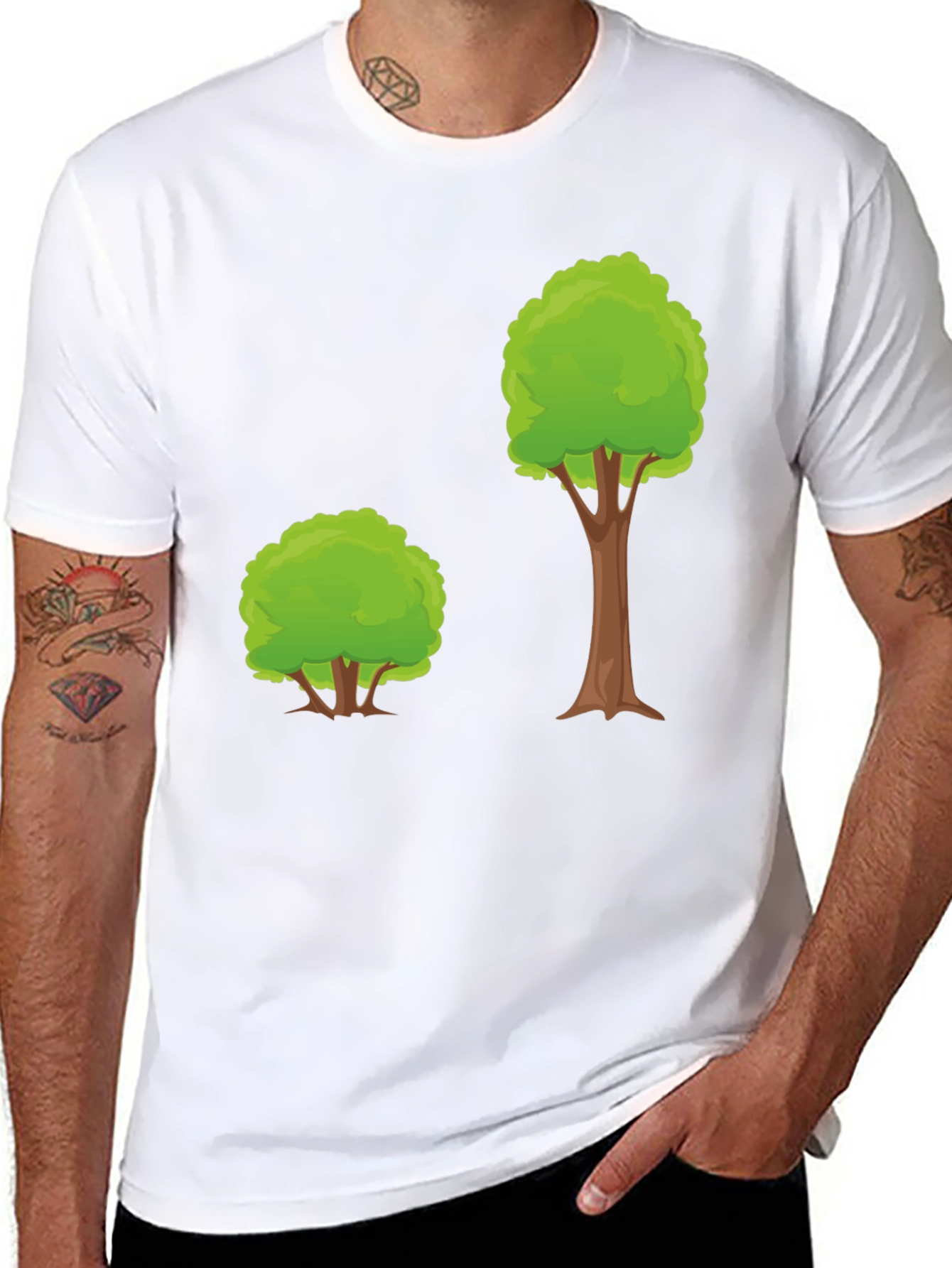 Cartoon Tree Graphic Tee - Black