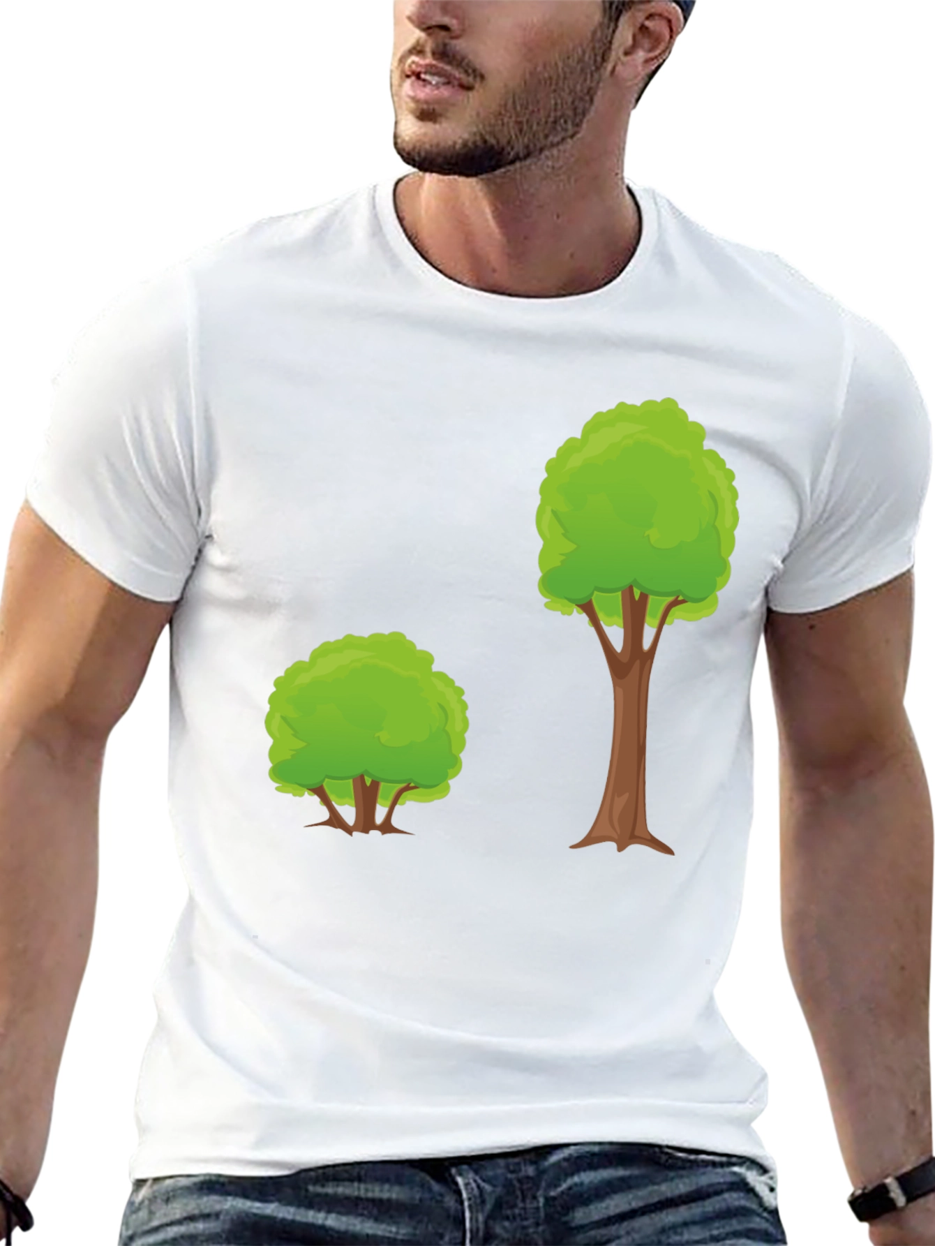 Cartoon Tree Graphic Tee - Black