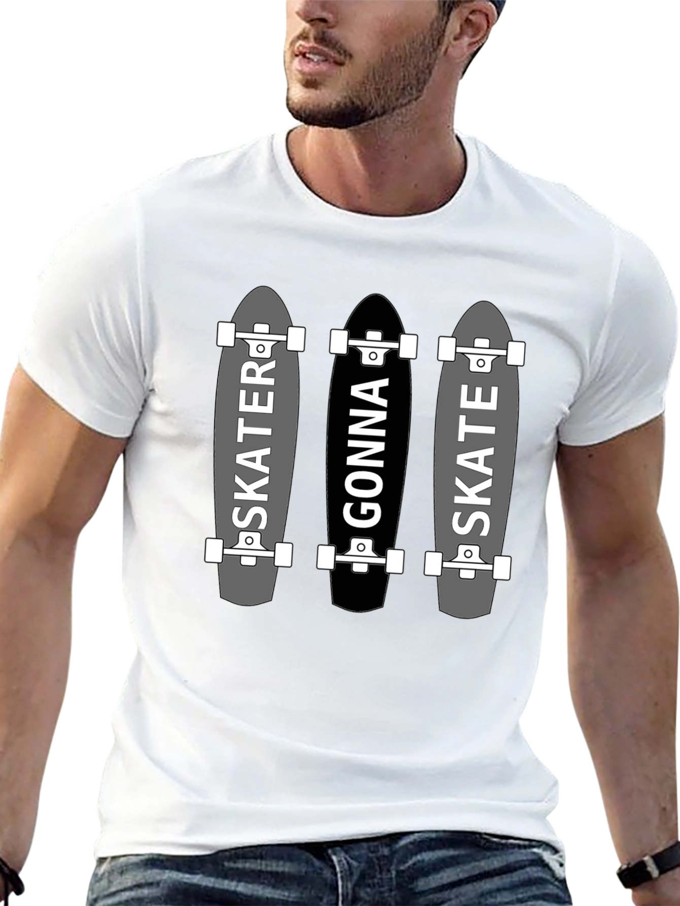 Skater Gonna Skate Graphic Tee - Black Cotton T-Shirt