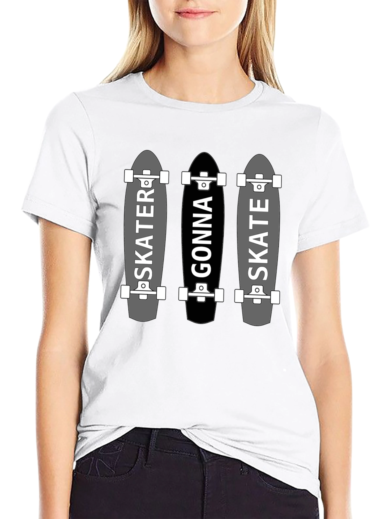 Skater Gonna Skate Graphic Tee - Black Cotton T-Shirt