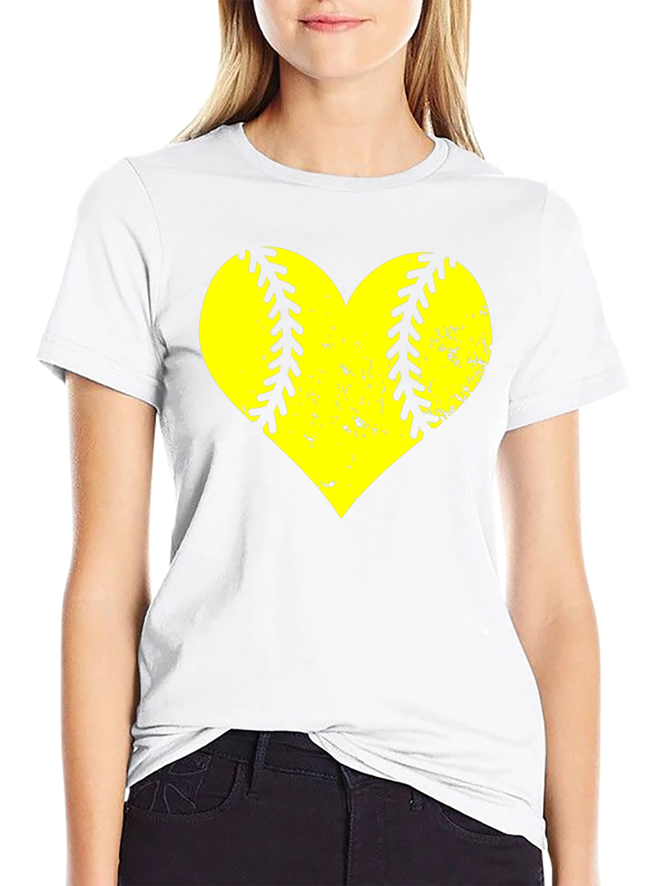 Softball Heart Graphic T-Shirt