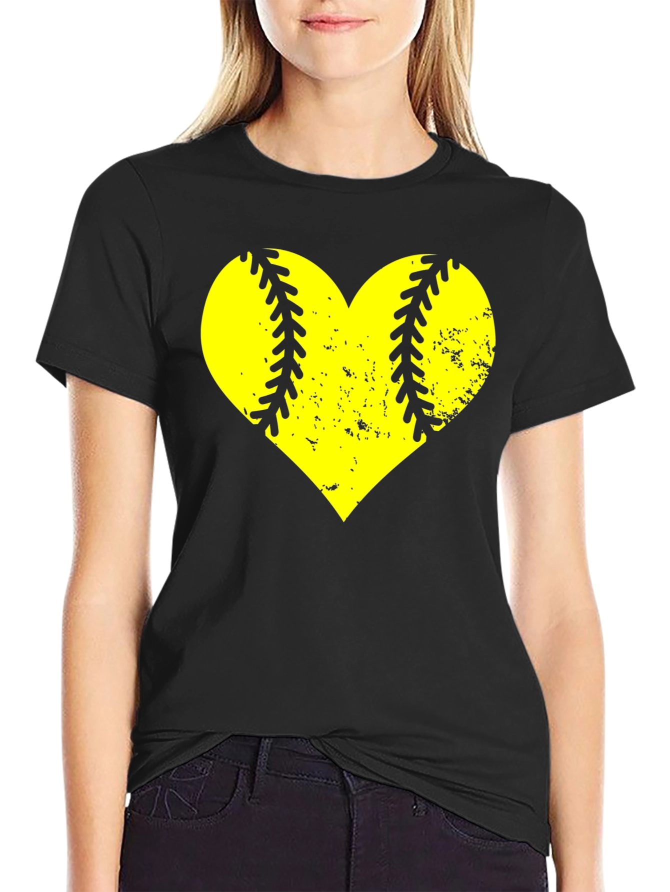 Softball Heart Graphic T-Shirt