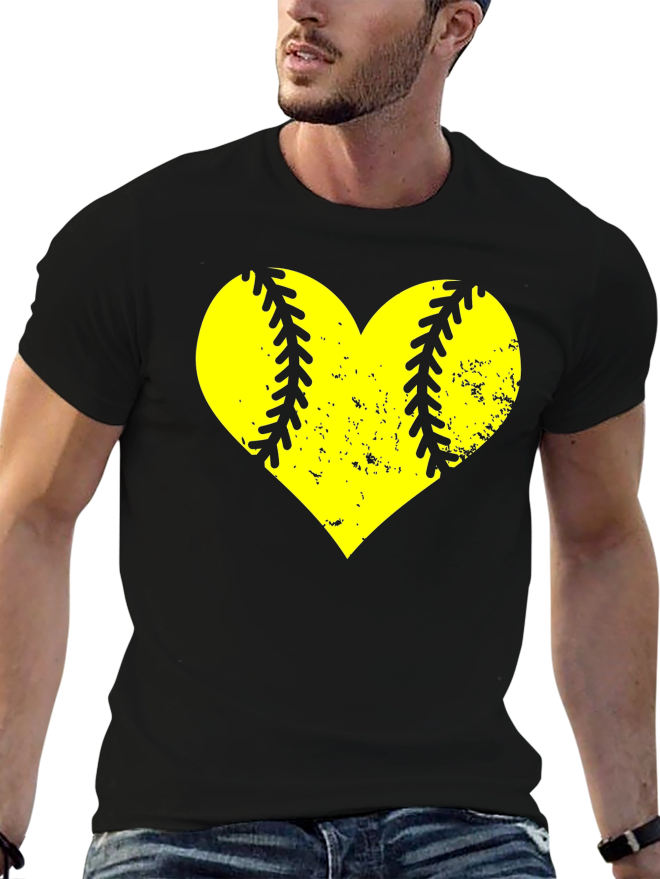 Softball Heart Graphic T-Shirt