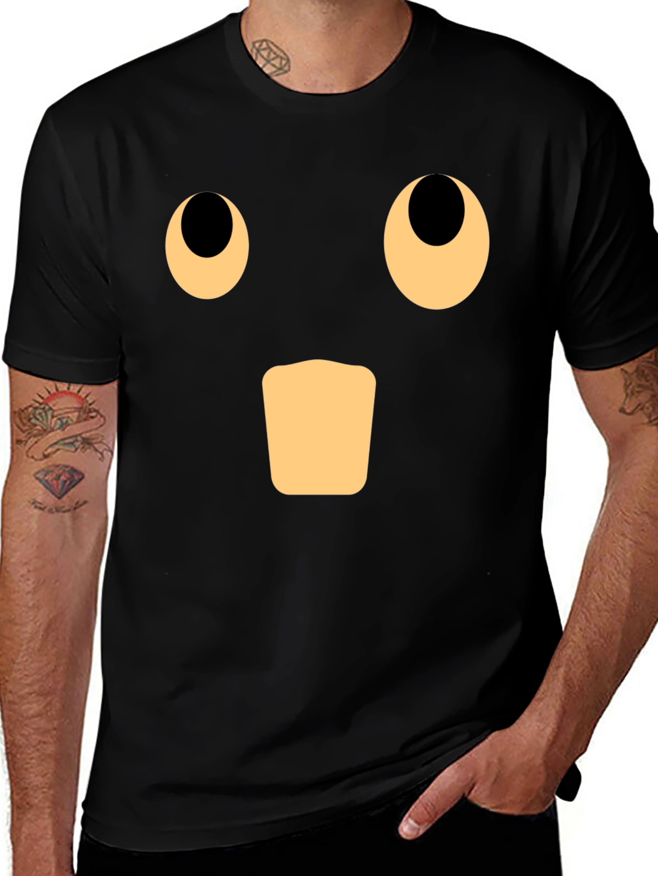 Surprised Face Graphic Black T-Shirt