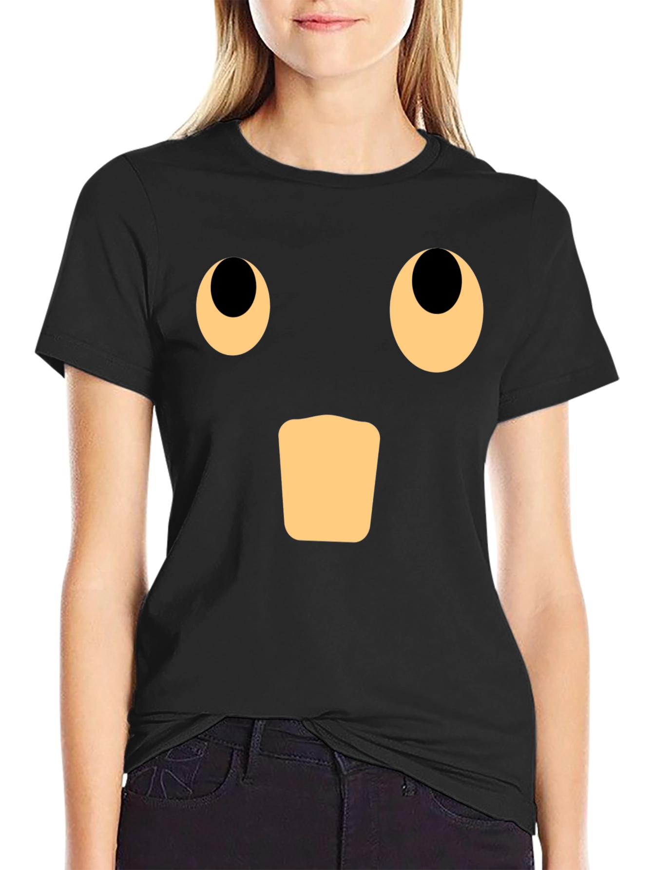 Surprised Face Graphic Black T-Shirt