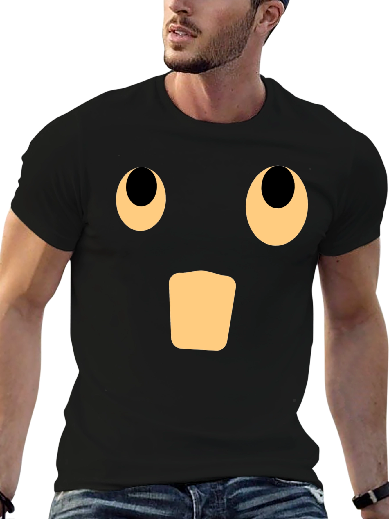 Surprised Face Graphic Black T-Shirt