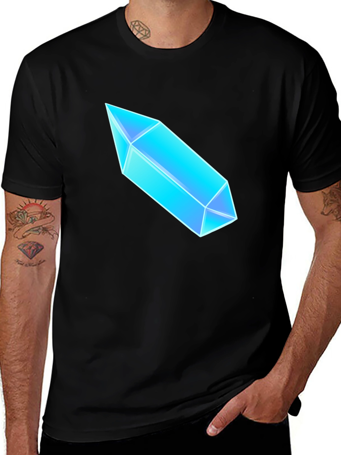 Crystal Gemstone Graphic T-Shirt - Black