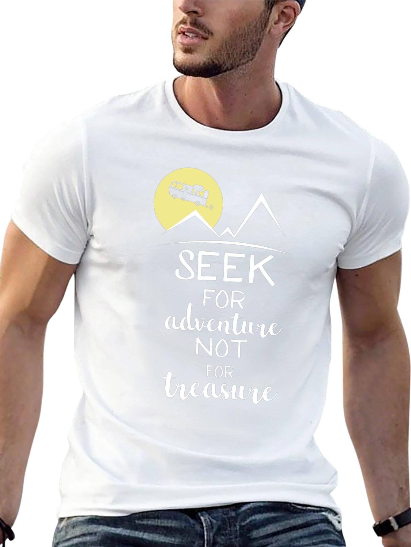 Seek Adventure Black Graphic T-Shirt