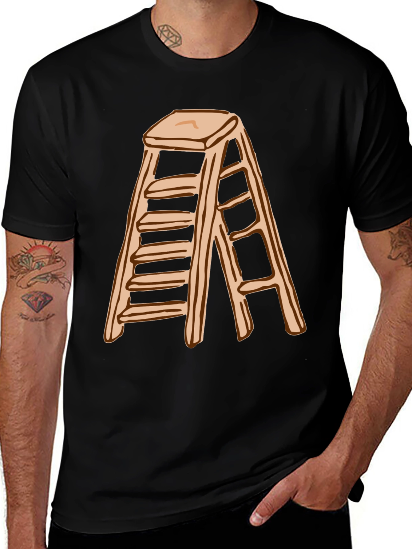 Ladder Graphic T-Shirt - Black