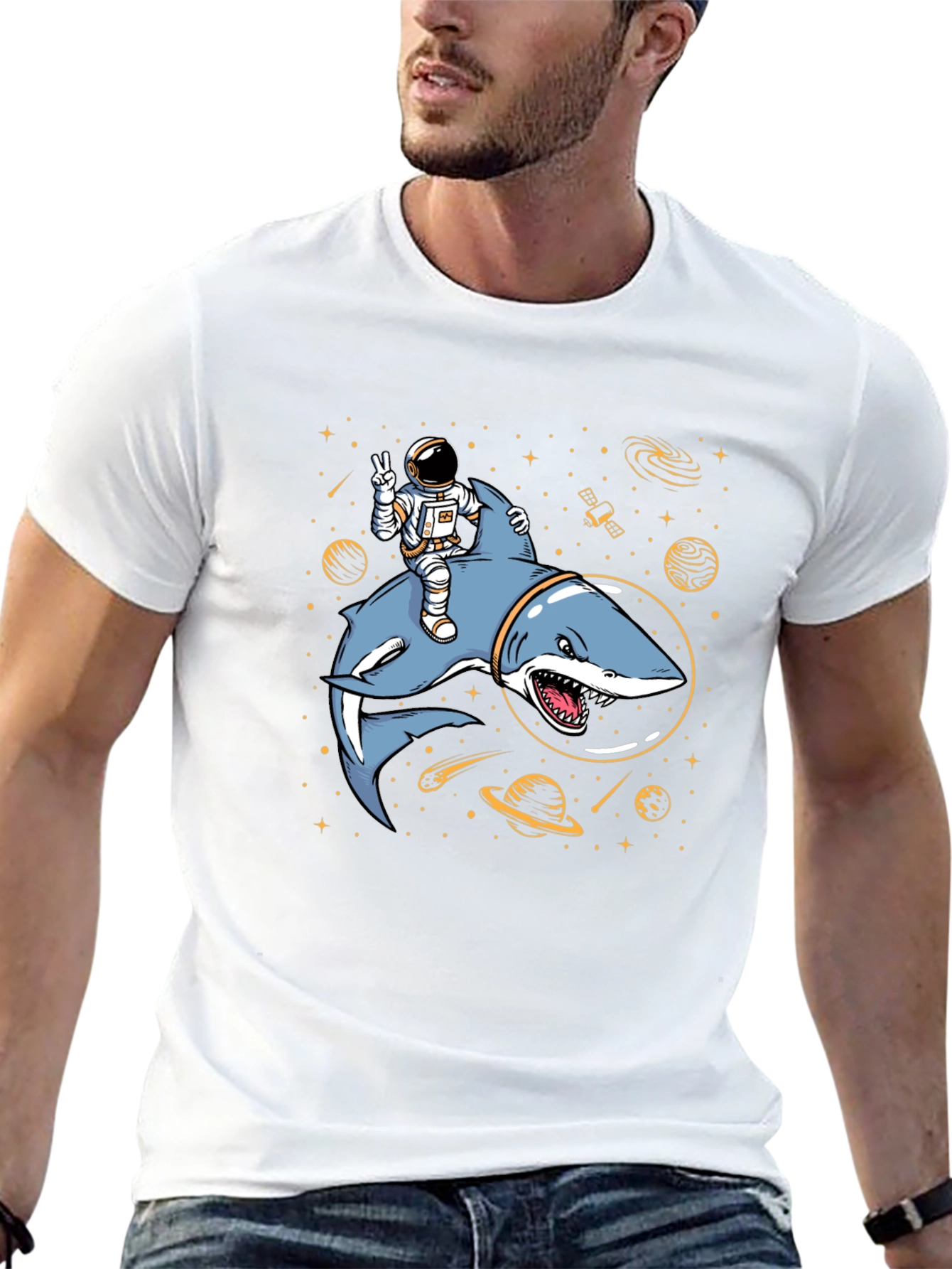 Astronaut Shark Space T-Shirt