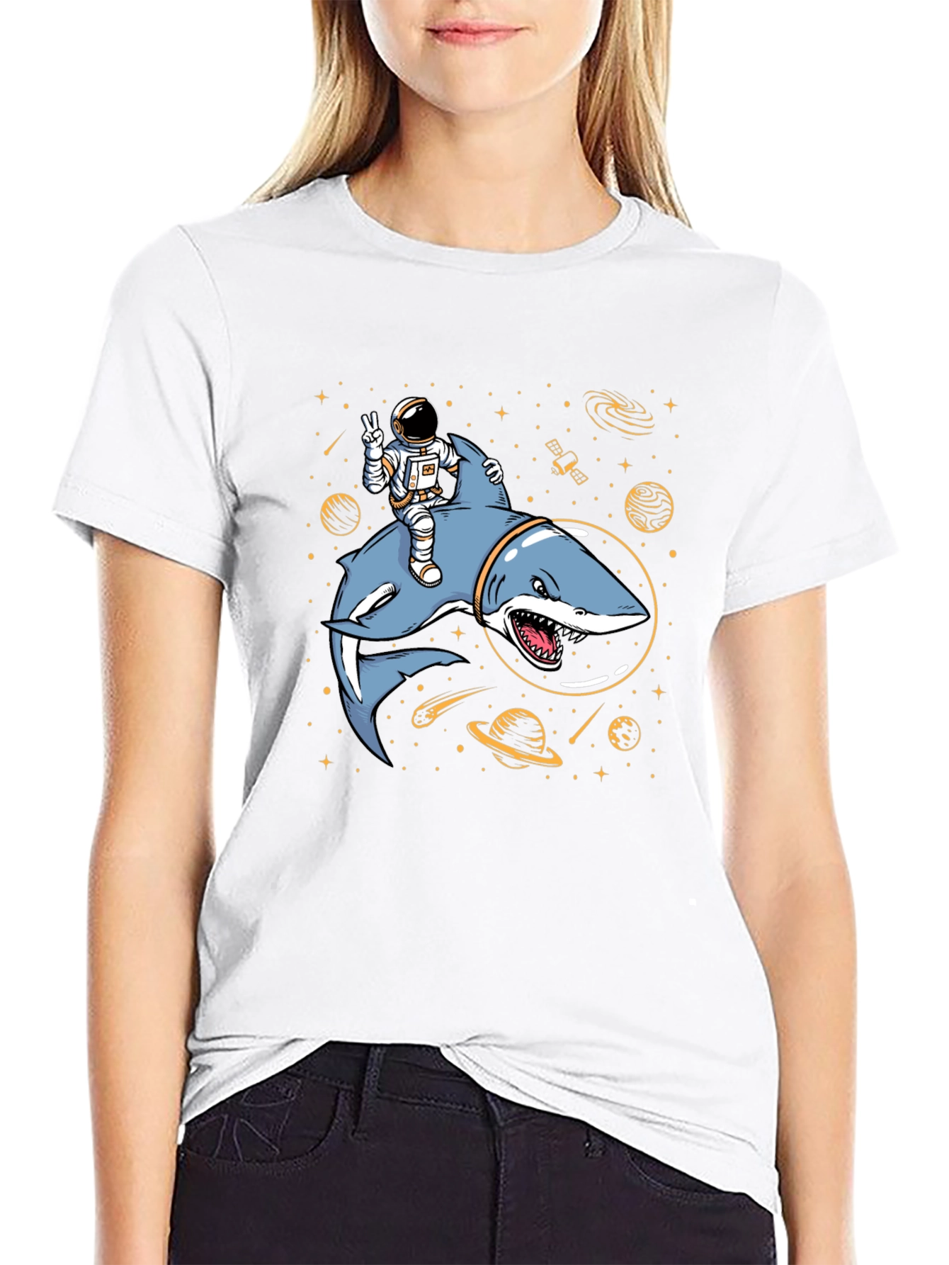 Astronaut Shark Space T-Shirt