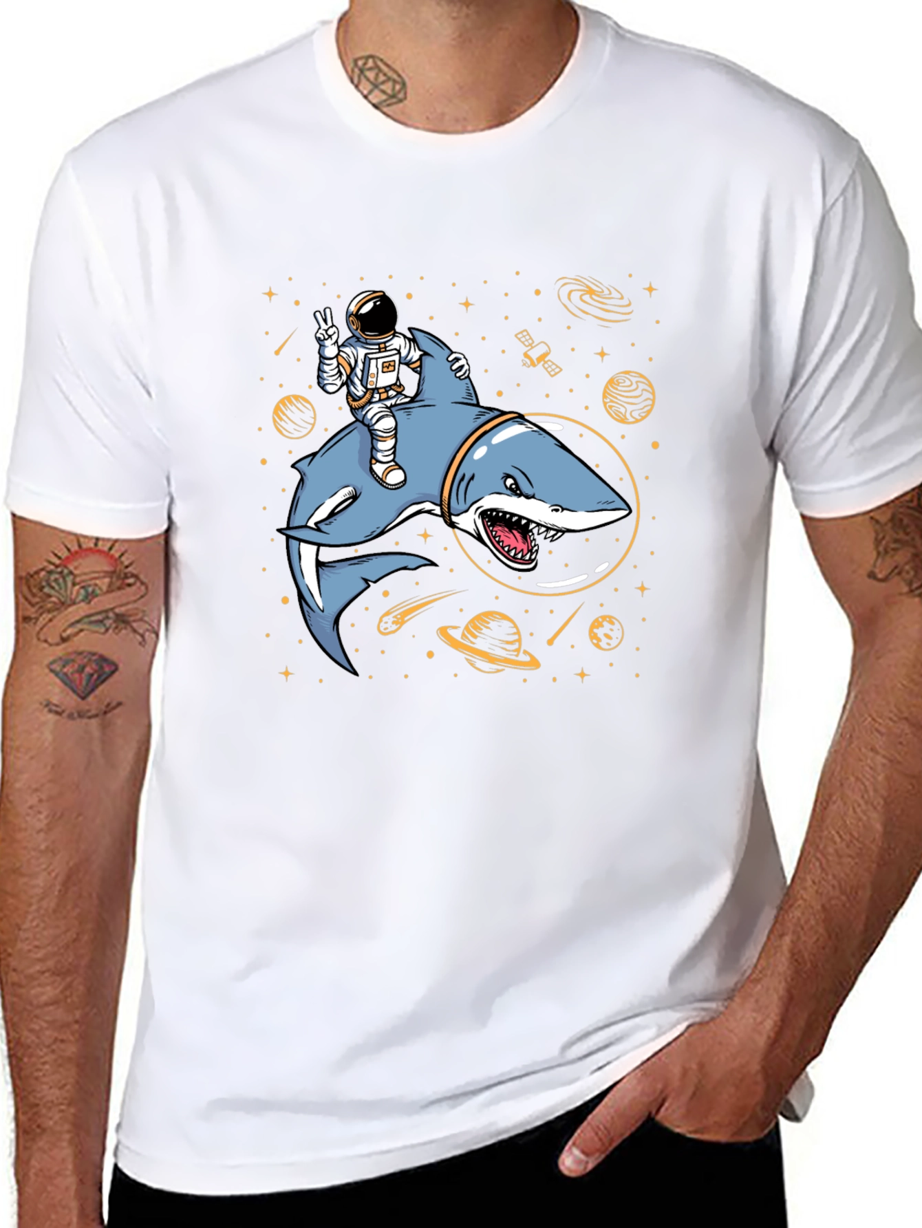 Astronaut Shark Space T-Shirt