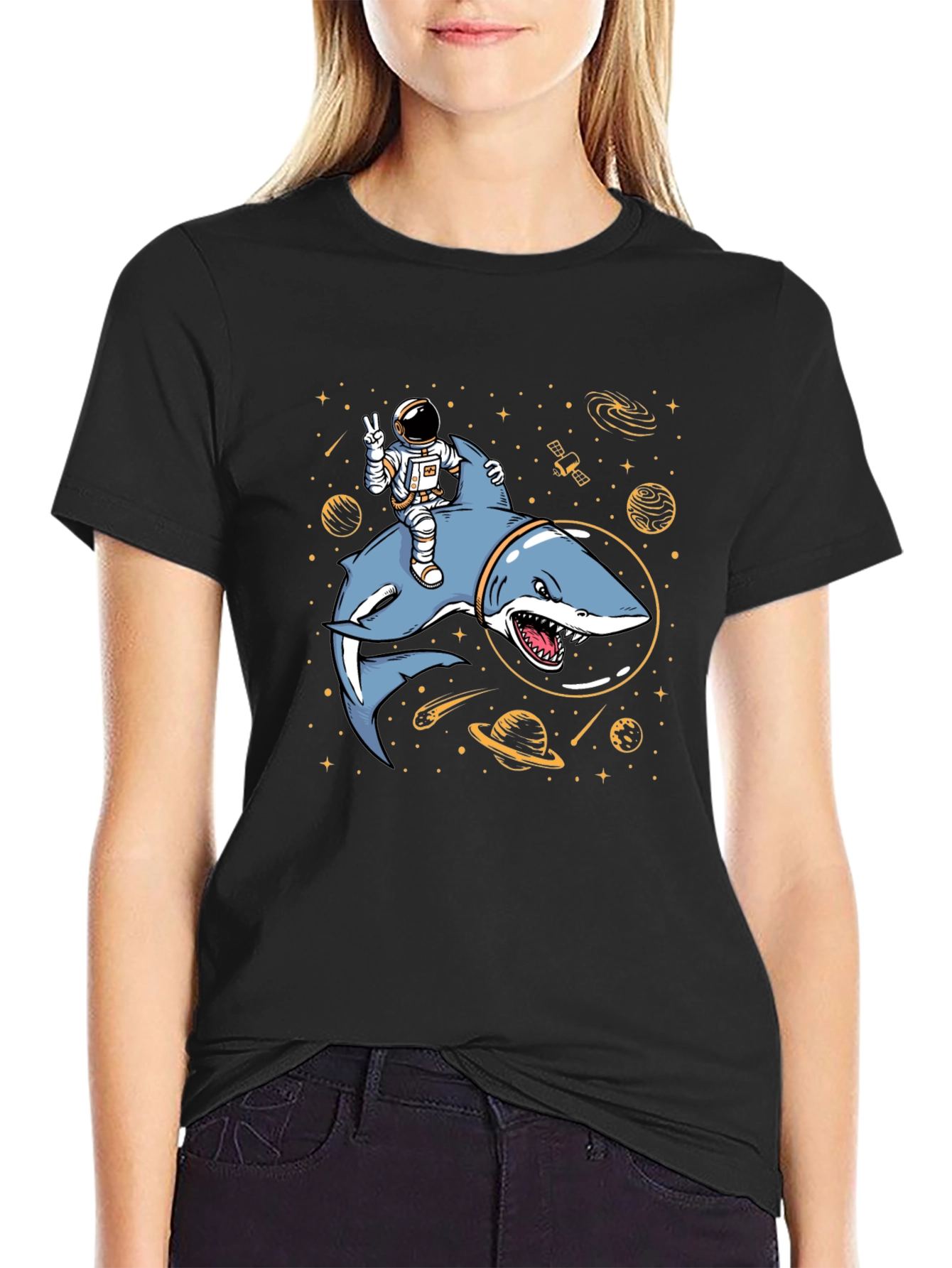 Astronaut Shark Space T-Shirt