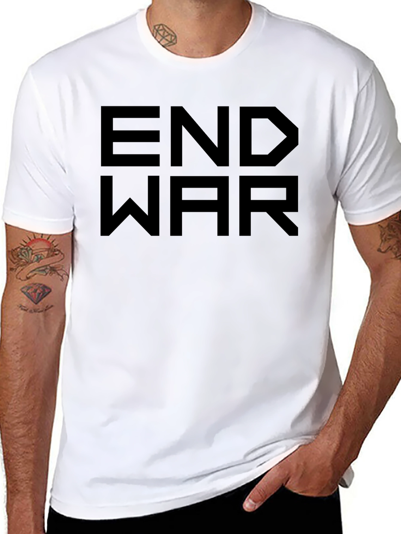 End War Black Graphic Tee - Bold Statement Shirt