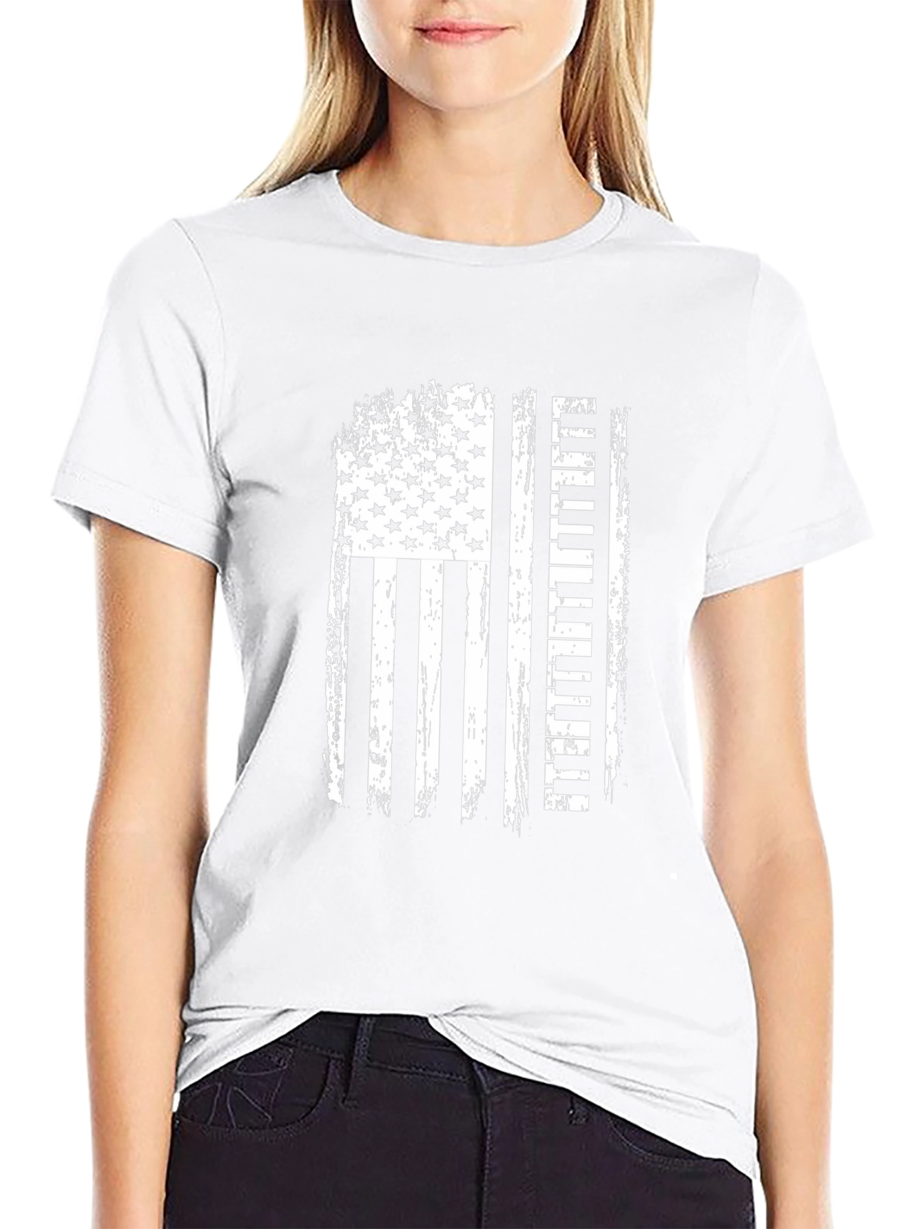 American Flag Piano Player Black T-Shirt