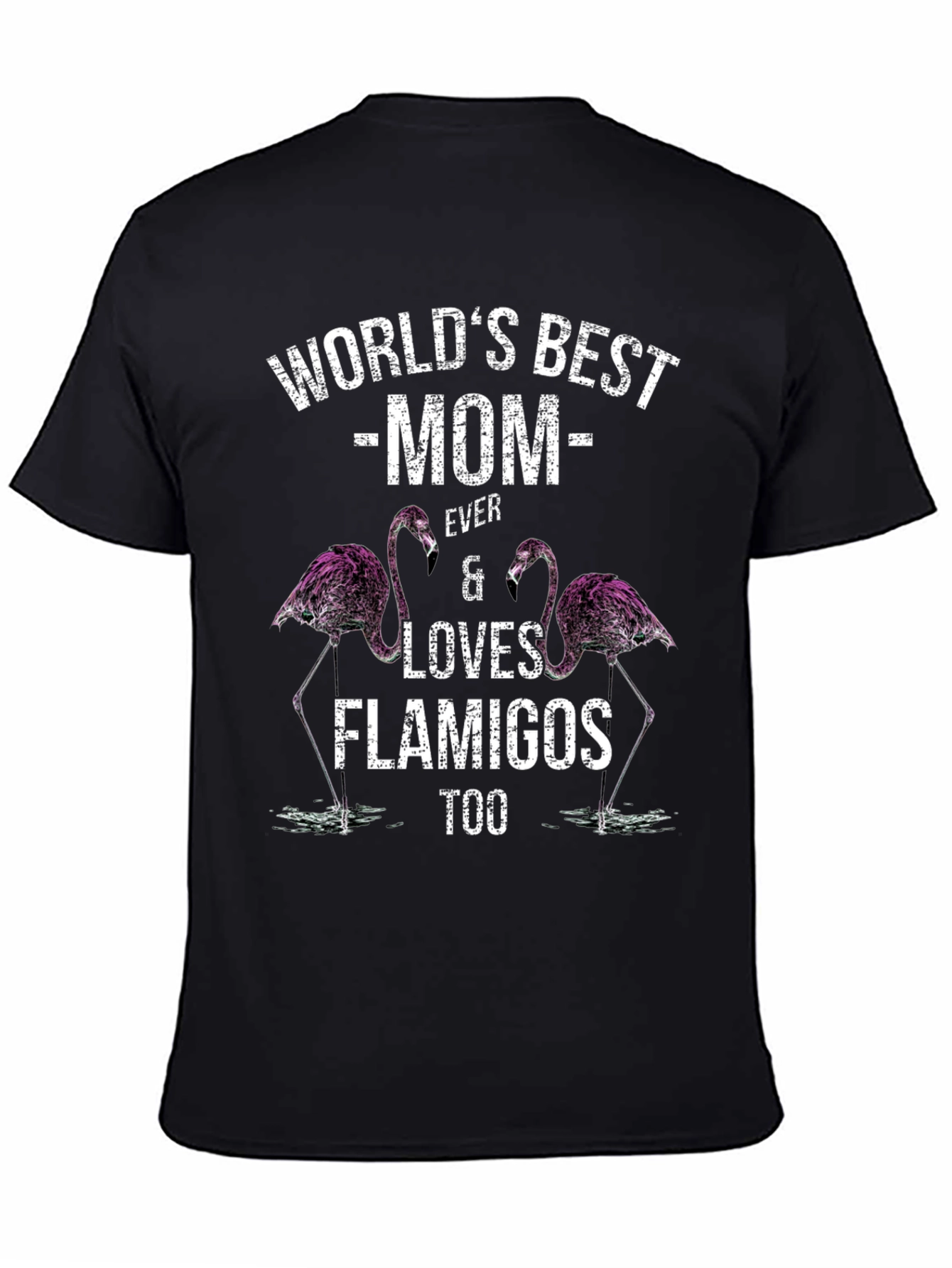 Worlds Best Mom Flamingo Graphic T-Shirt