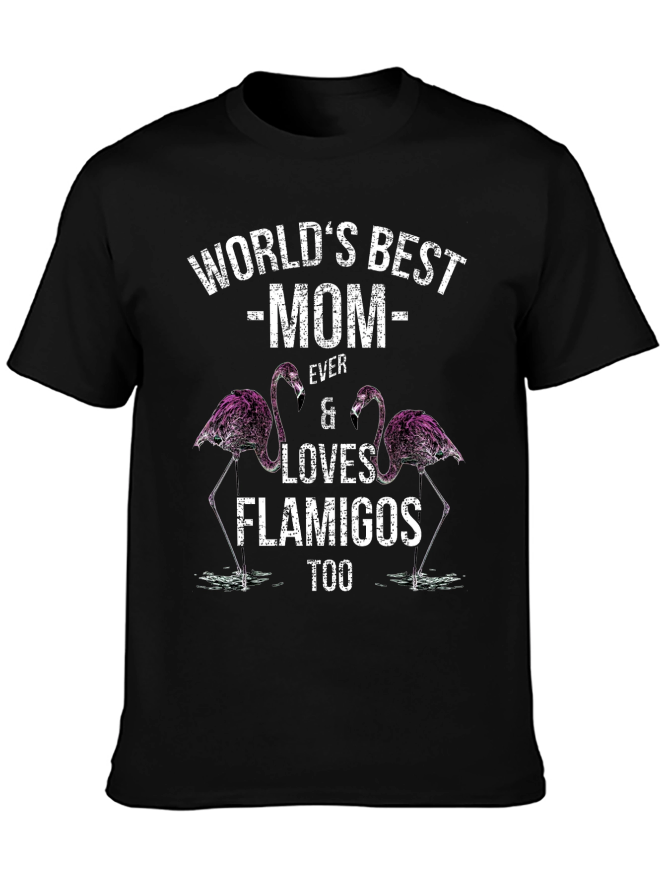 Worlds Best Mom Flamingo Graphic T-Shirt