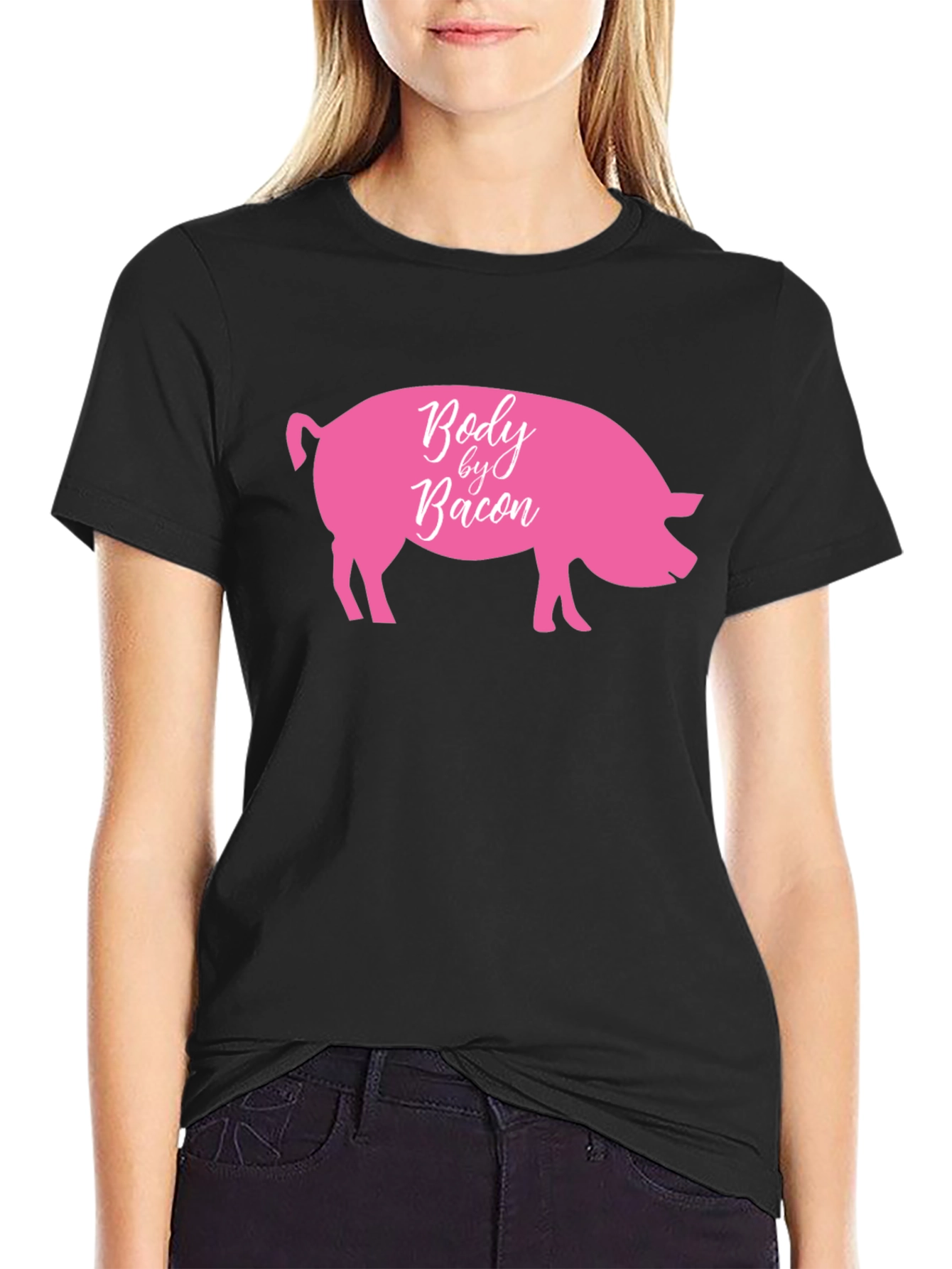 Body by Bacon Funny Pig Graphic T-Shirt