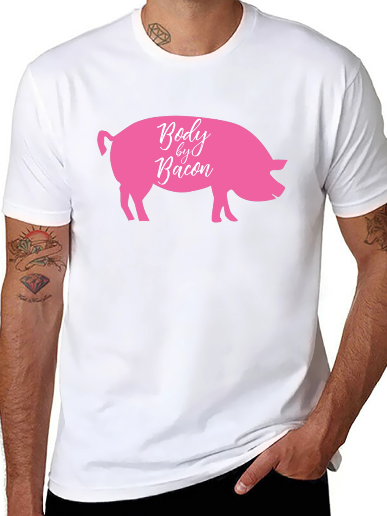 Body by Bacon Funny Pig Graphic T-Shirt