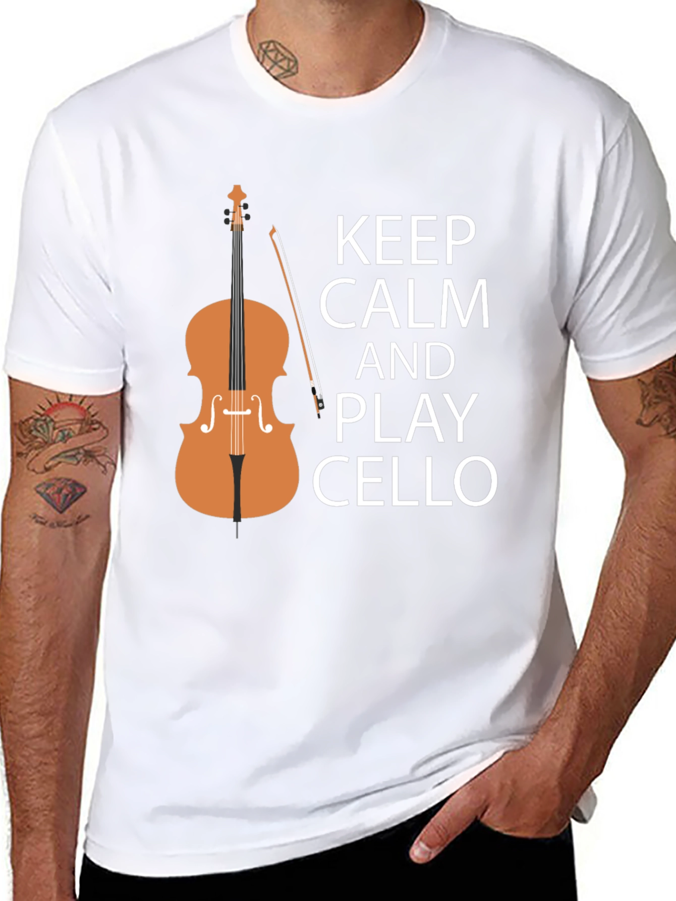 Keep Calm and Play Cello Black T-Shirt