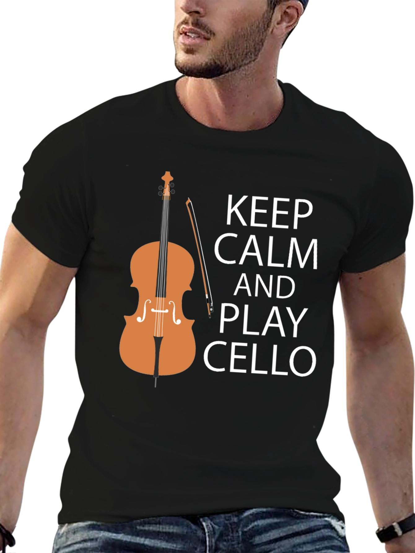 Keep Calm and Play Cello Black T-Shirt